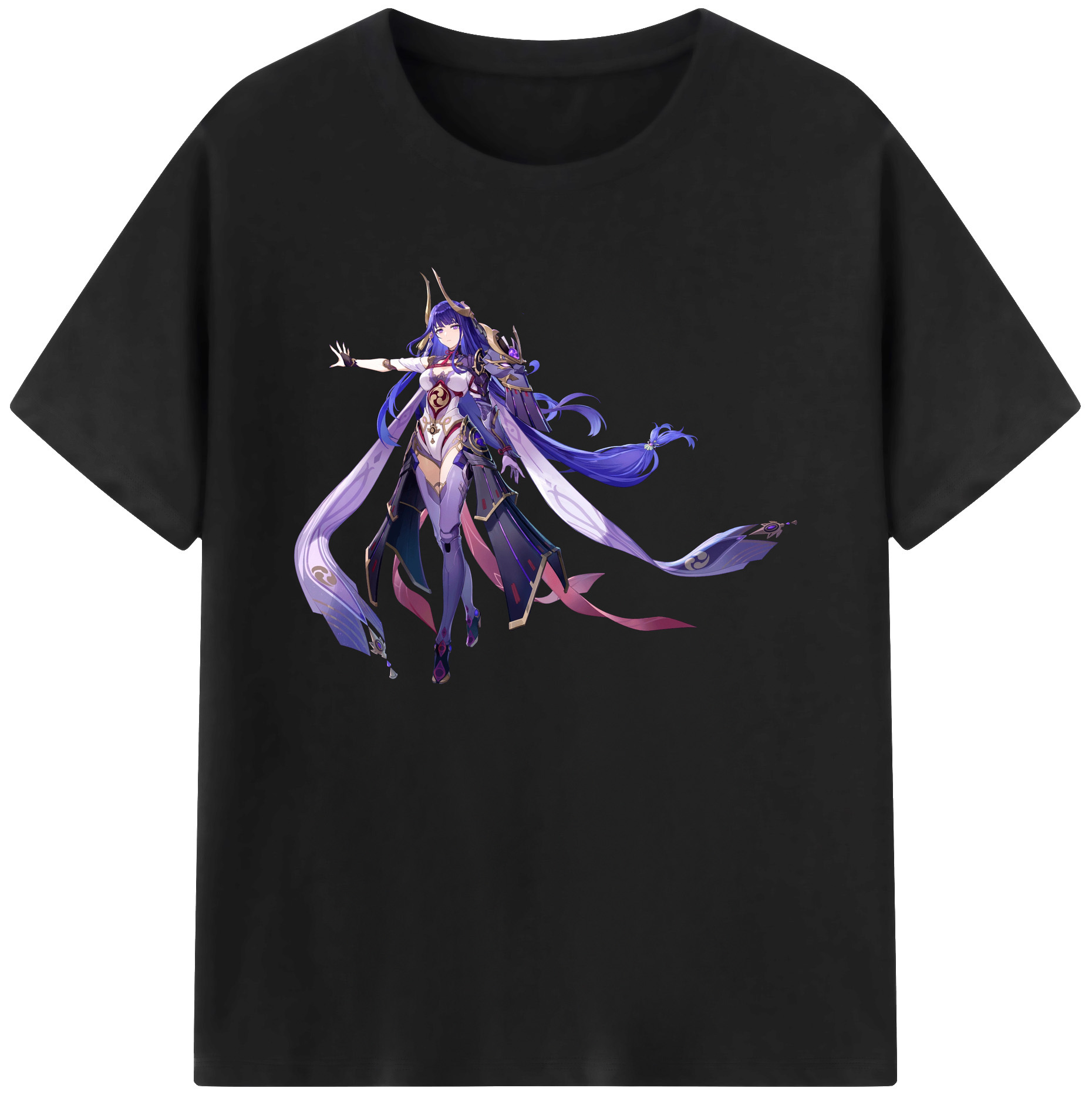 げんし神 雷電将軍 らいでんしょうぐん genshin Raiden Shogun 綿100％ メンズ半袖Tシャツ｜肌触りやわらか＆通気性