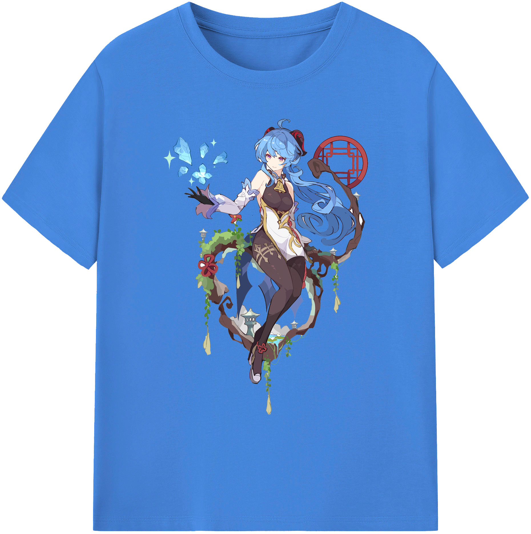 げんし神 甘雨 かんう genshin Ganyu 綿100％ メンズ半袖Tシャツ｜肌触りやわらか＆通気性