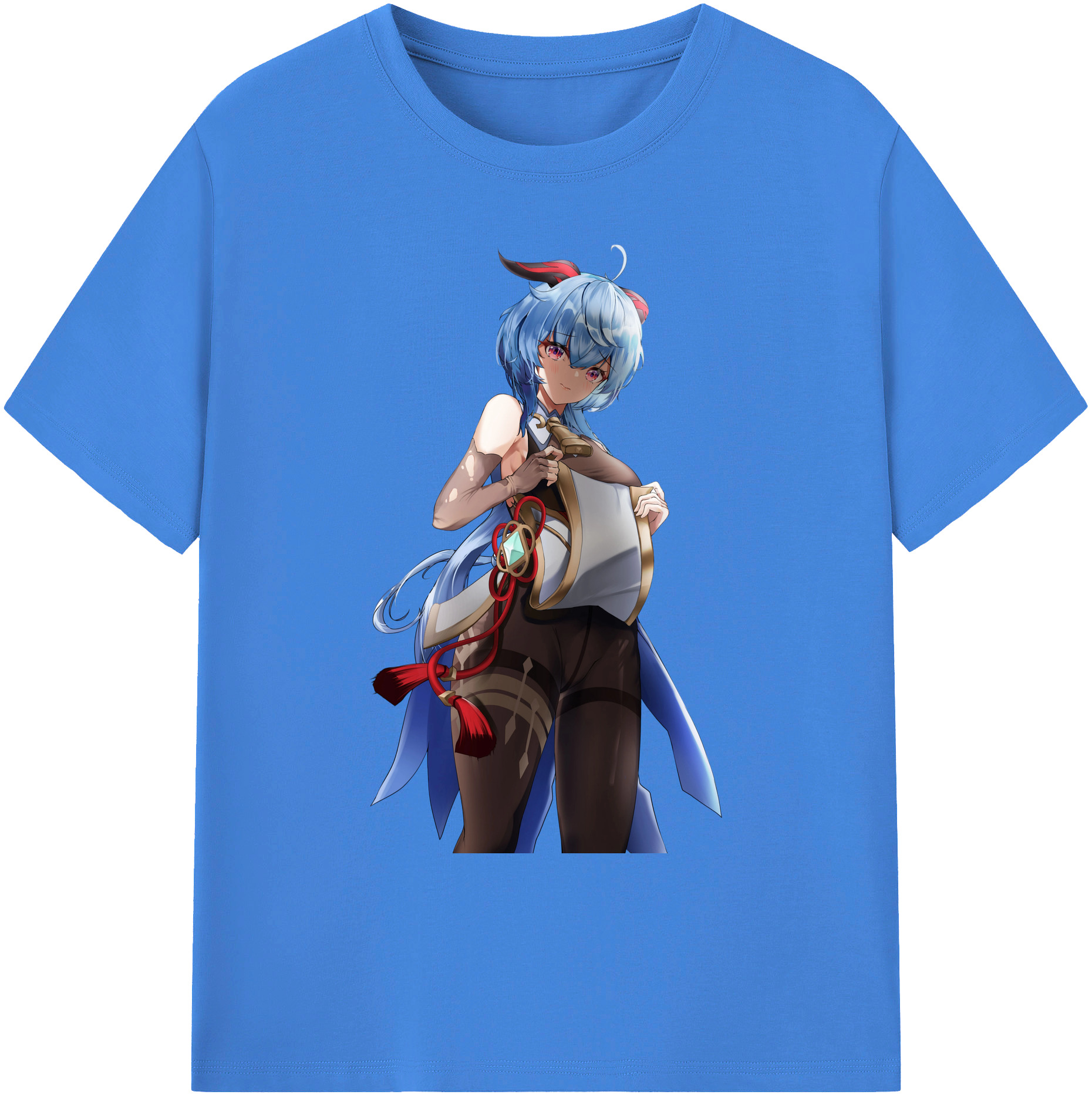 げんし神 甘雨 かんう genshin Ganyu 綿100％ メンズ半袖Tシャツ｜肌触りやわらか＆通気性