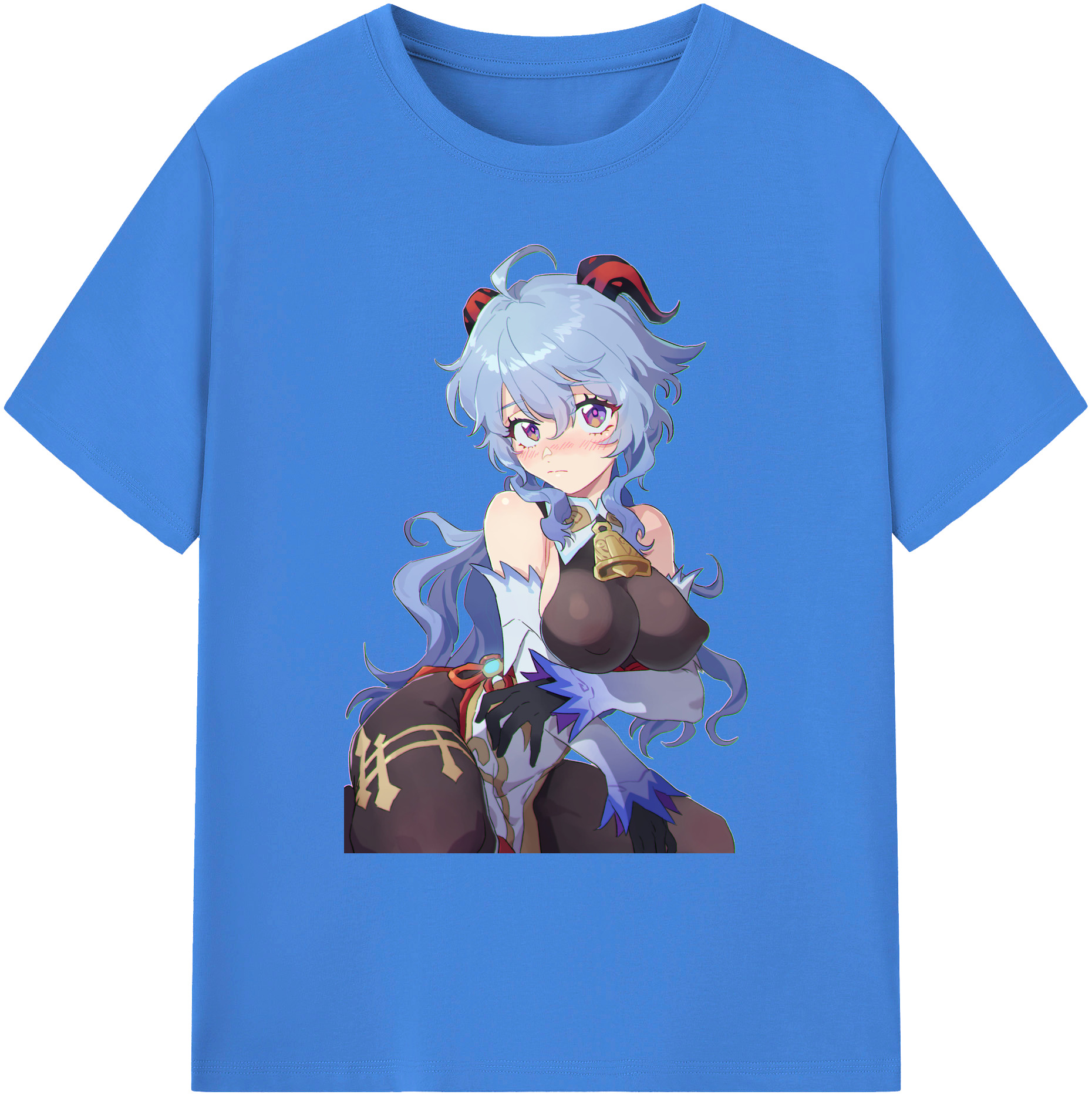げんし神 甘雨 かんう genshin Ganyu 綿100％ メンズ半袖Tシャツ｜肌触りやわらか＆通気性