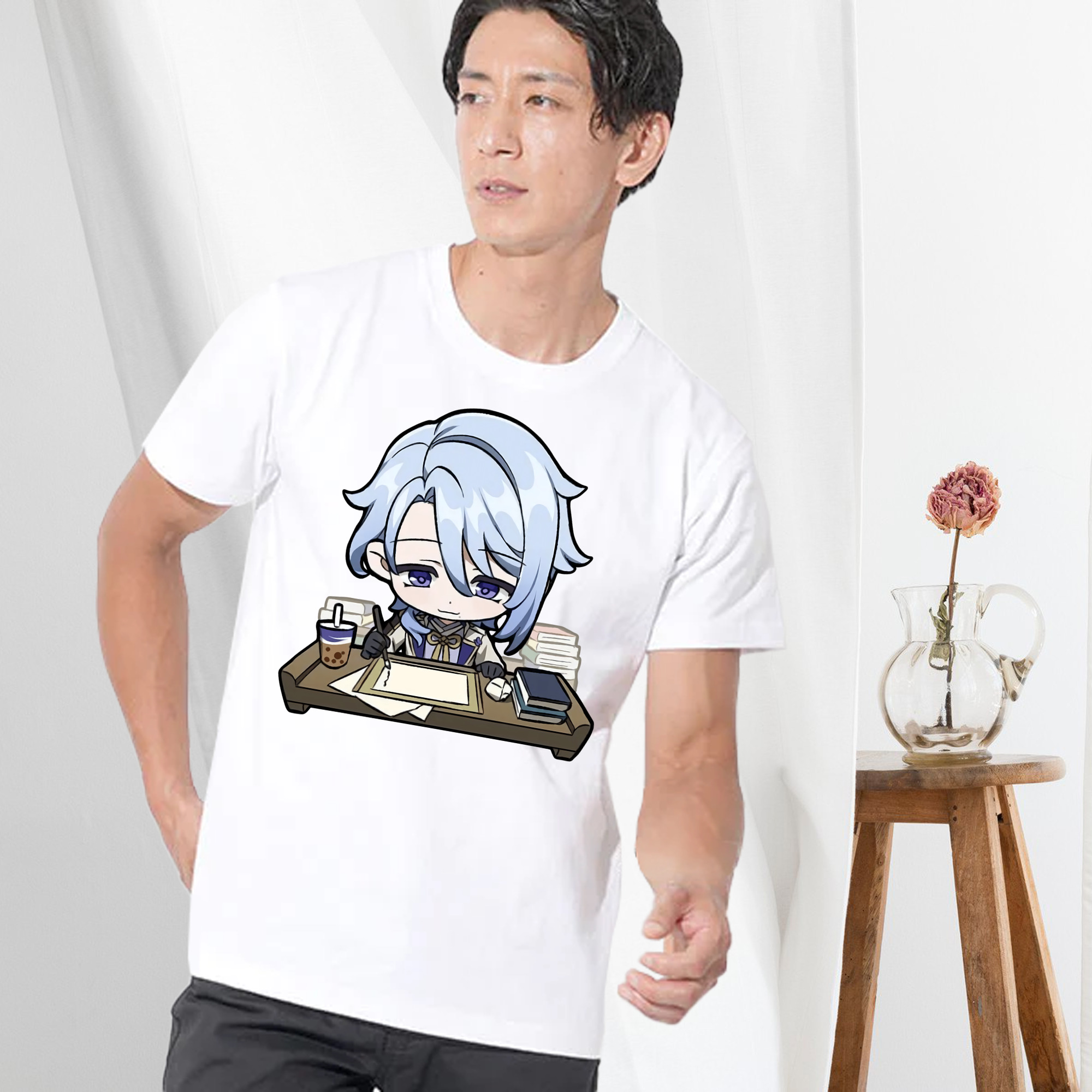 げんし神 神里綾人 かみさとあやと genshin Kamisato Ayato 綿100％ メンズ半袖Tシャツ｜肌触りやわらか＆通気性