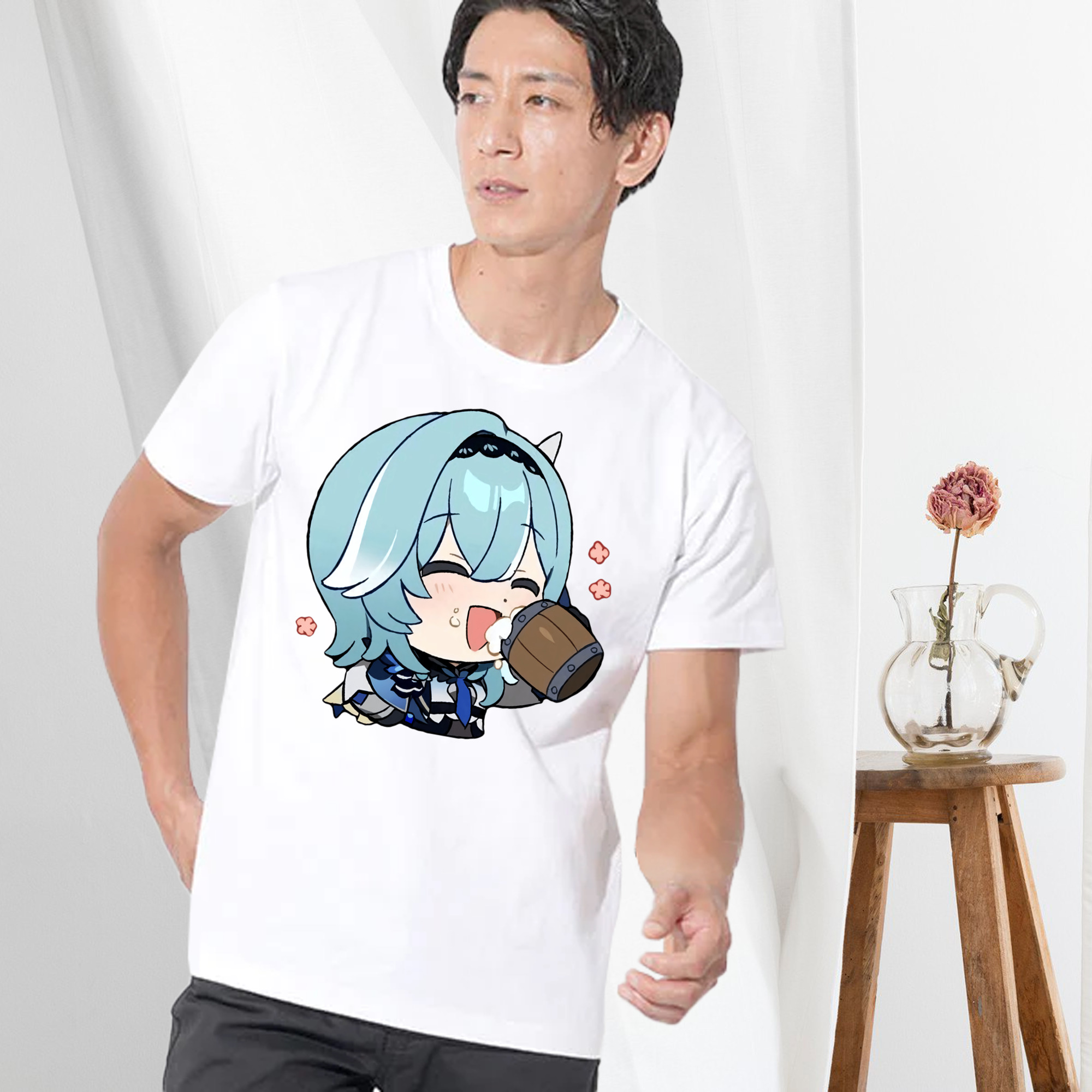 げんし神 优菈 ゆうら genshin Yūra 綿100％ メンズ半袖Tシャツ｜肌触りやわらか＆通気性