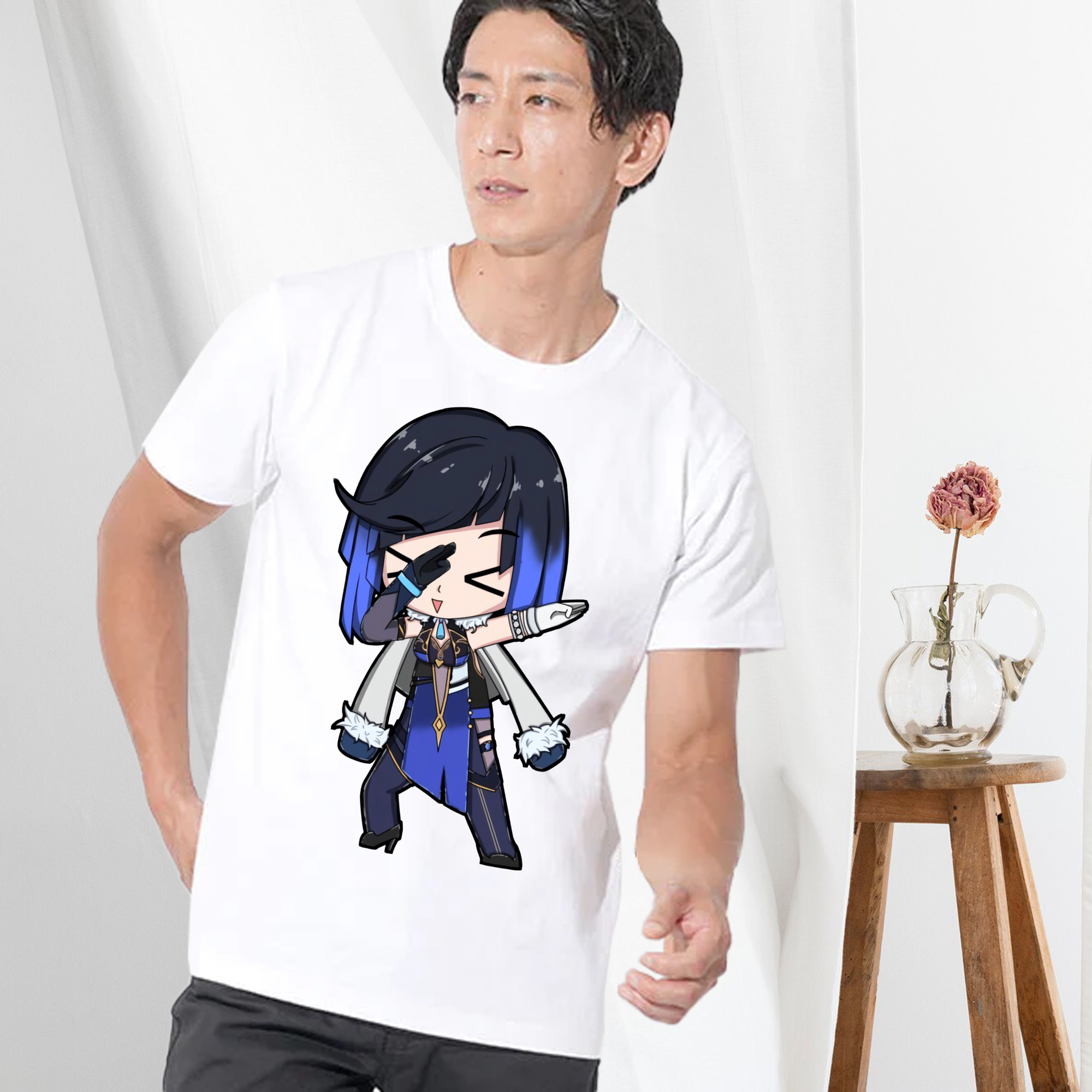 げんし神 夜兰 やらん genshin Yaran 綿100％ メンズ半袖Tシャツ｜肌触りやわらか＆通気性