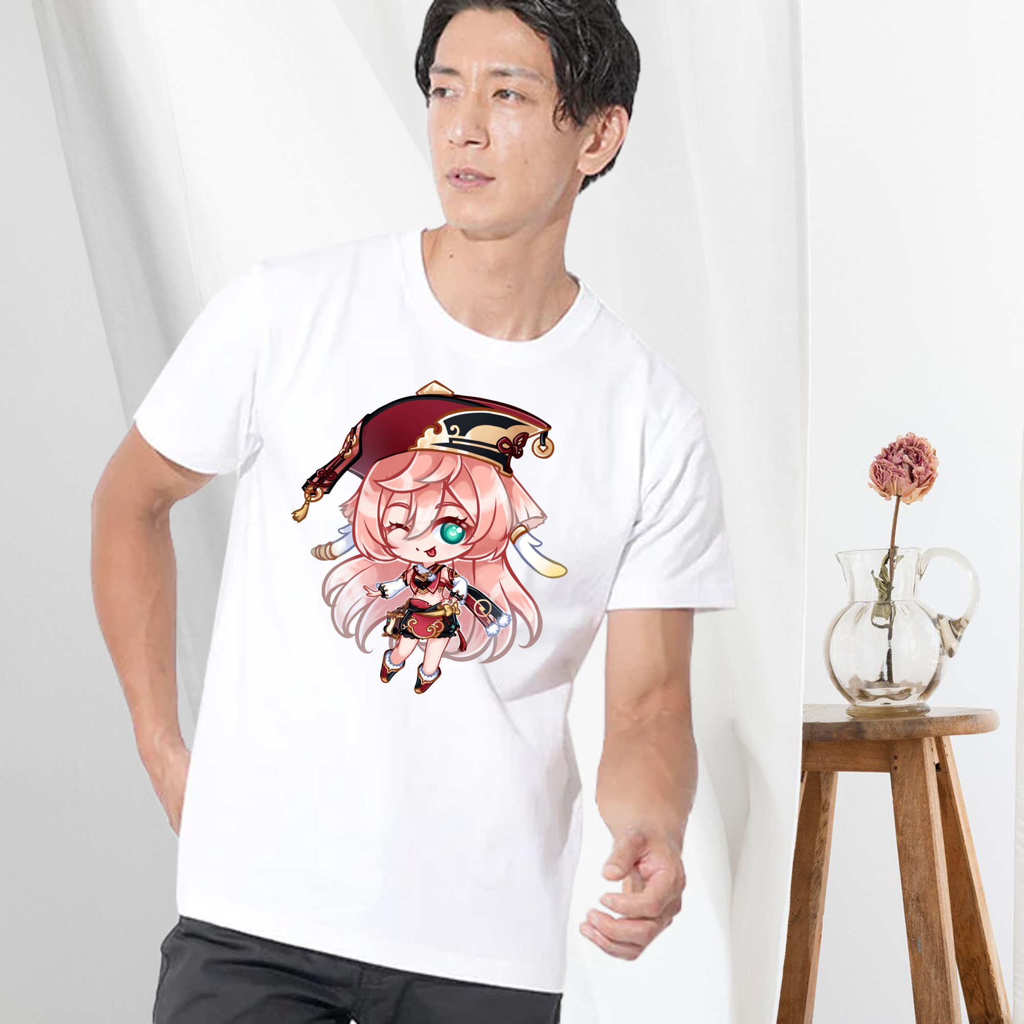 げんし神 ヤンフェイ genshin Yanfei 綿100％ メンズ半袖Tシャツ｜肌触りやわらか＆通気性