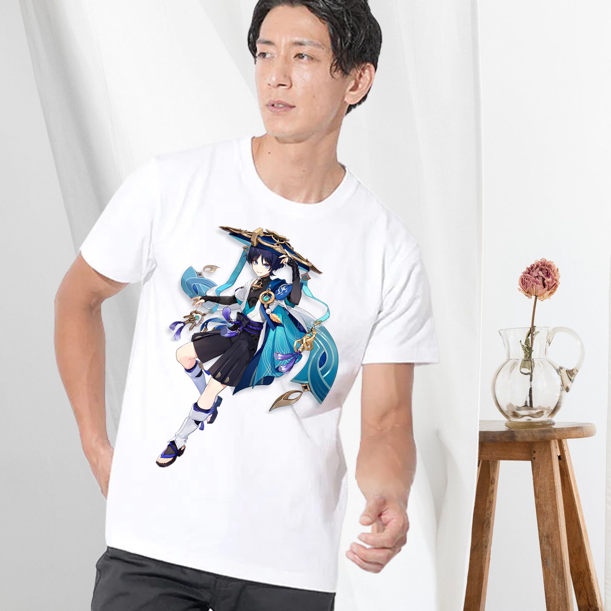 げんし神 さんペい genshin Sanpei 綿100％ メンズ半袖Tシャツ｜肌触りやわらか＆通気性
