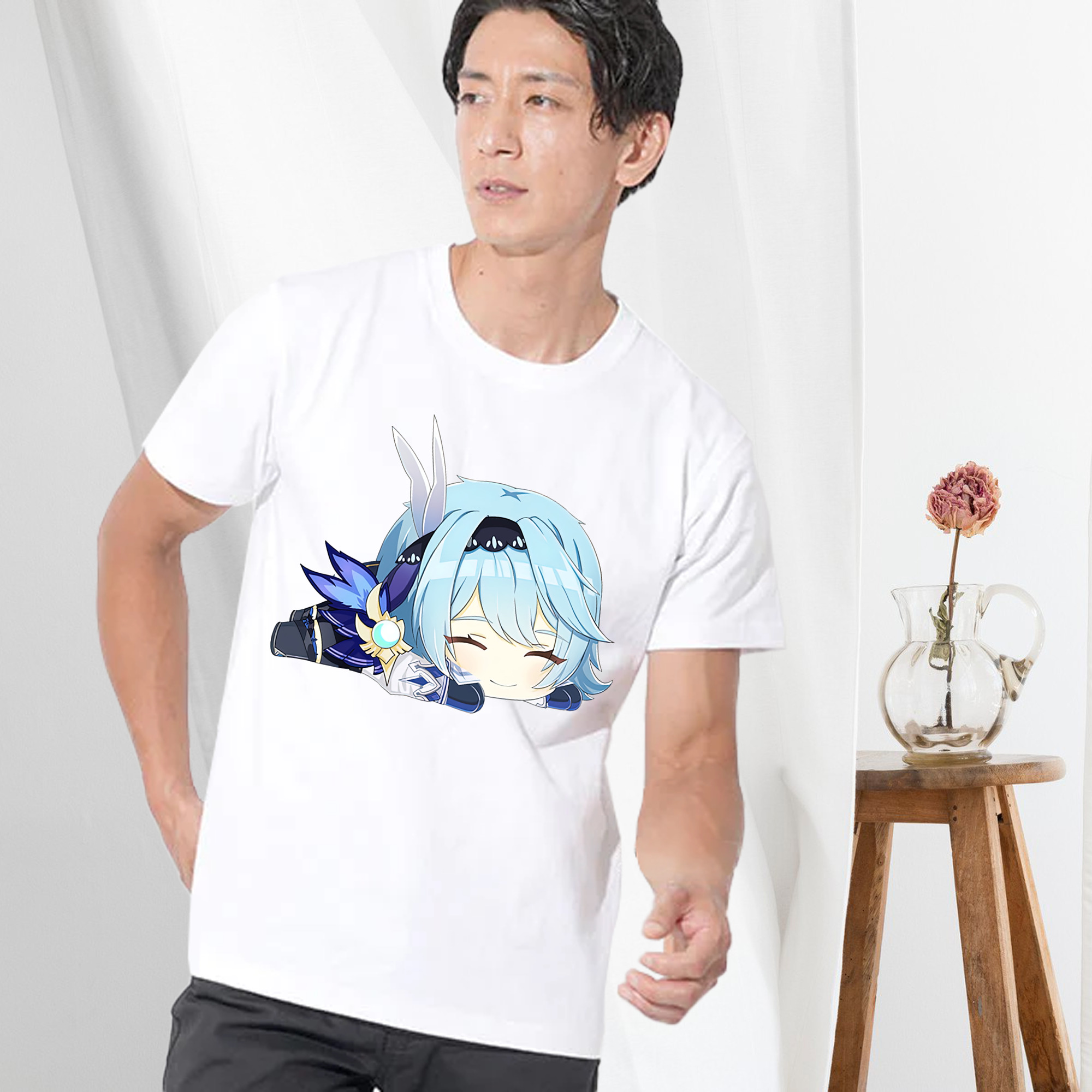 げんし神 优菈 ゆうら genshin Yūra 綿100％ メンズ半袖Tシャツ｜肌触りやわらか＆通気性