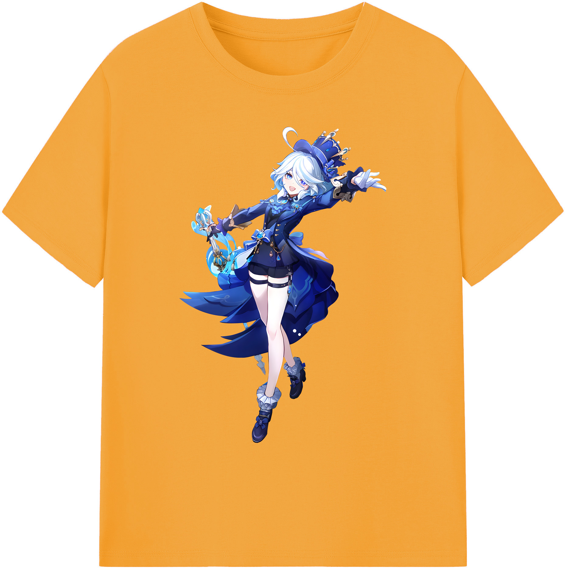 げんし神 フリーナ genshin Furina 綿100％ メンズ半袖Tシャツ｜肌触りやわらか＆通気性
