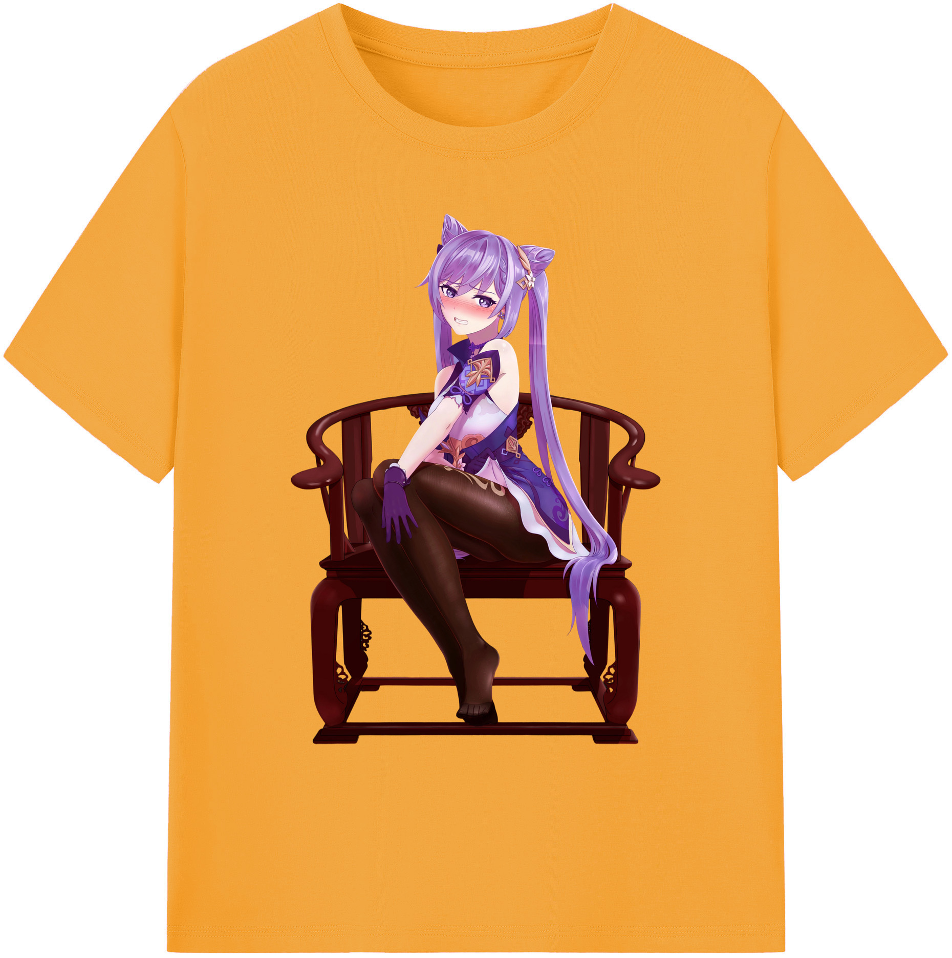 げんし神 刻晴 こくせい genshin Kokusei 綿100％ メンズ半袖Tシャツ｜肌触りやわらか＆通気性