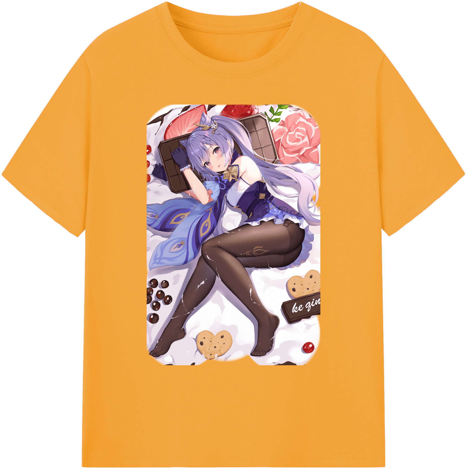 げんし神 刻晴 こくせい genshin Kokusei 綿100％ メンズ半袖Tシャツ｜肌触りやわらか＆通気性
