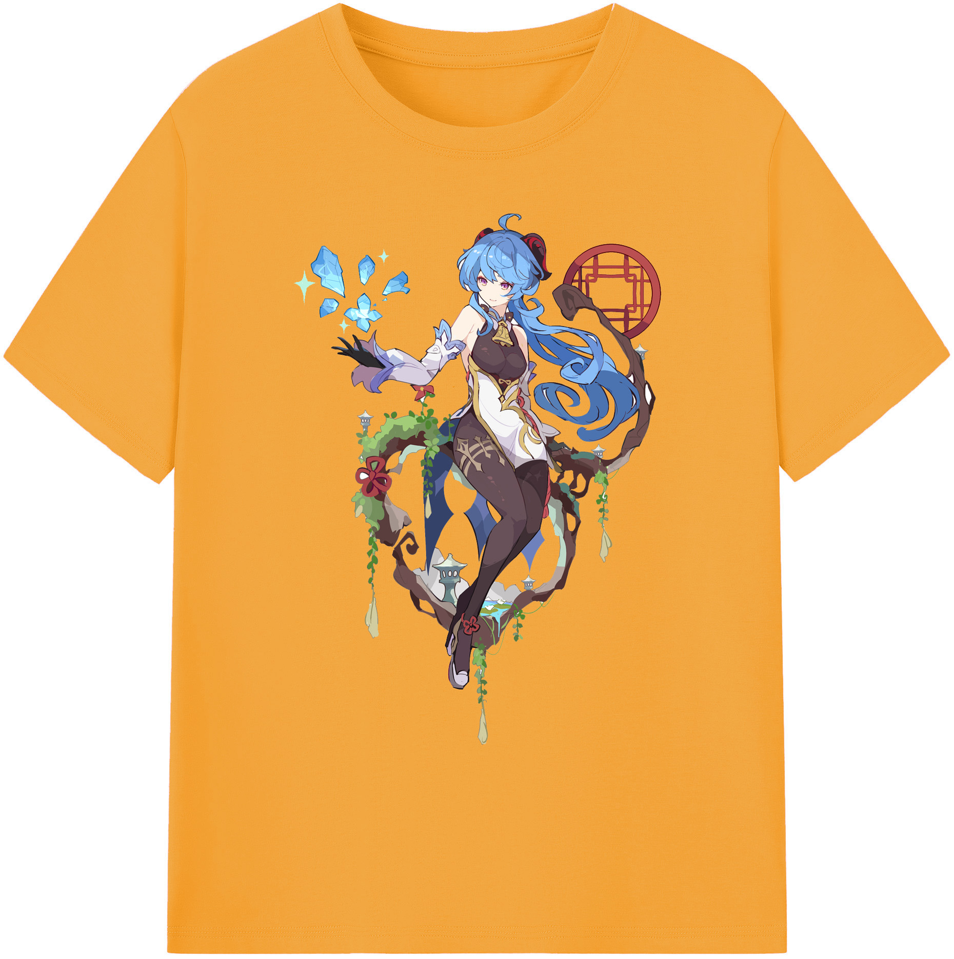 げんし神 甘雨 かんう genshin Ganyu 綿100％ メンズ半袖Tシャツ｜肌触りやわらか＆通気性
