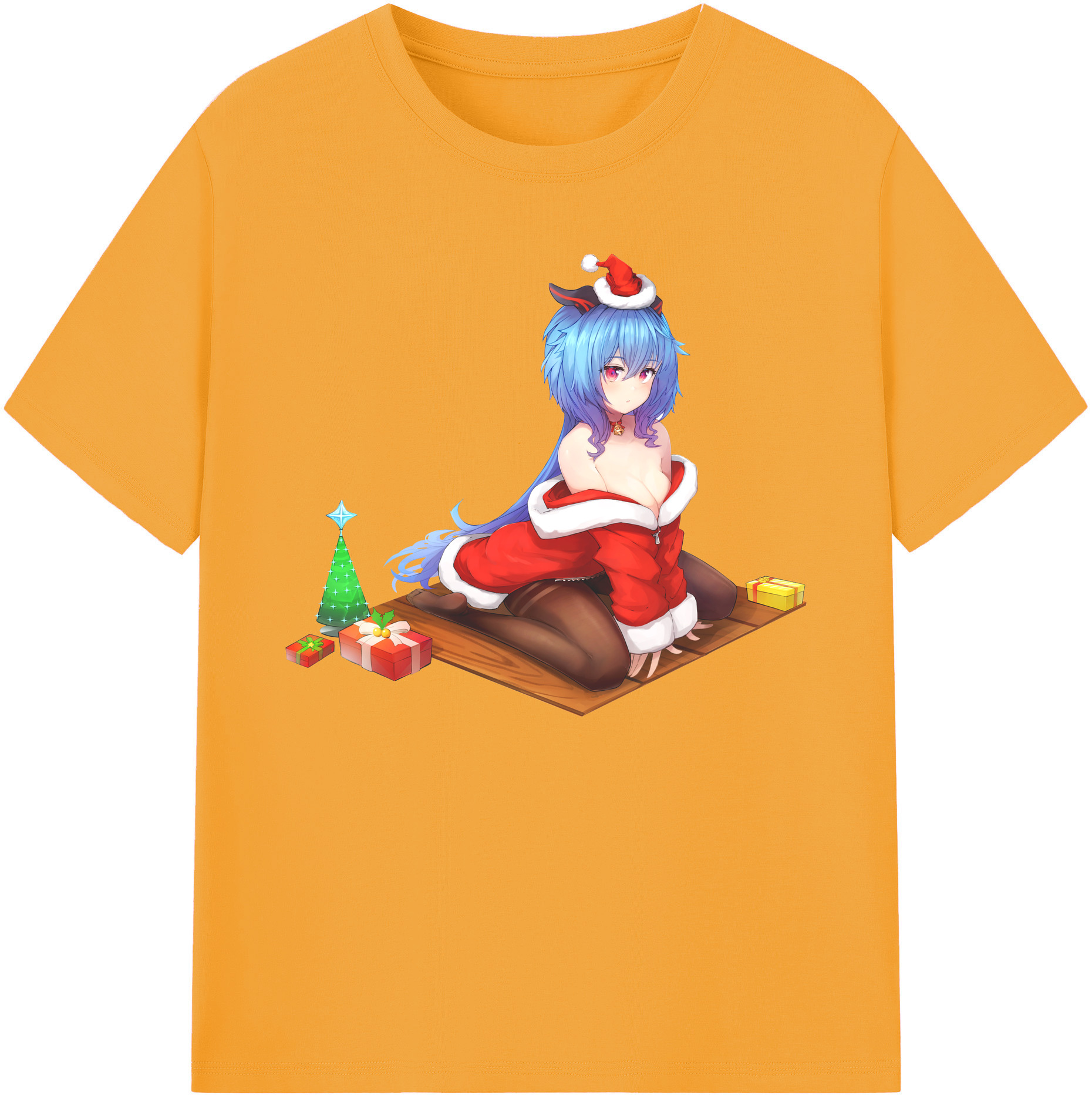 げんし神 甘雨 かんう genshin Ganyu 綿100％ メンズ半袖Tシャツ｜肌触りやわらか＆通気性