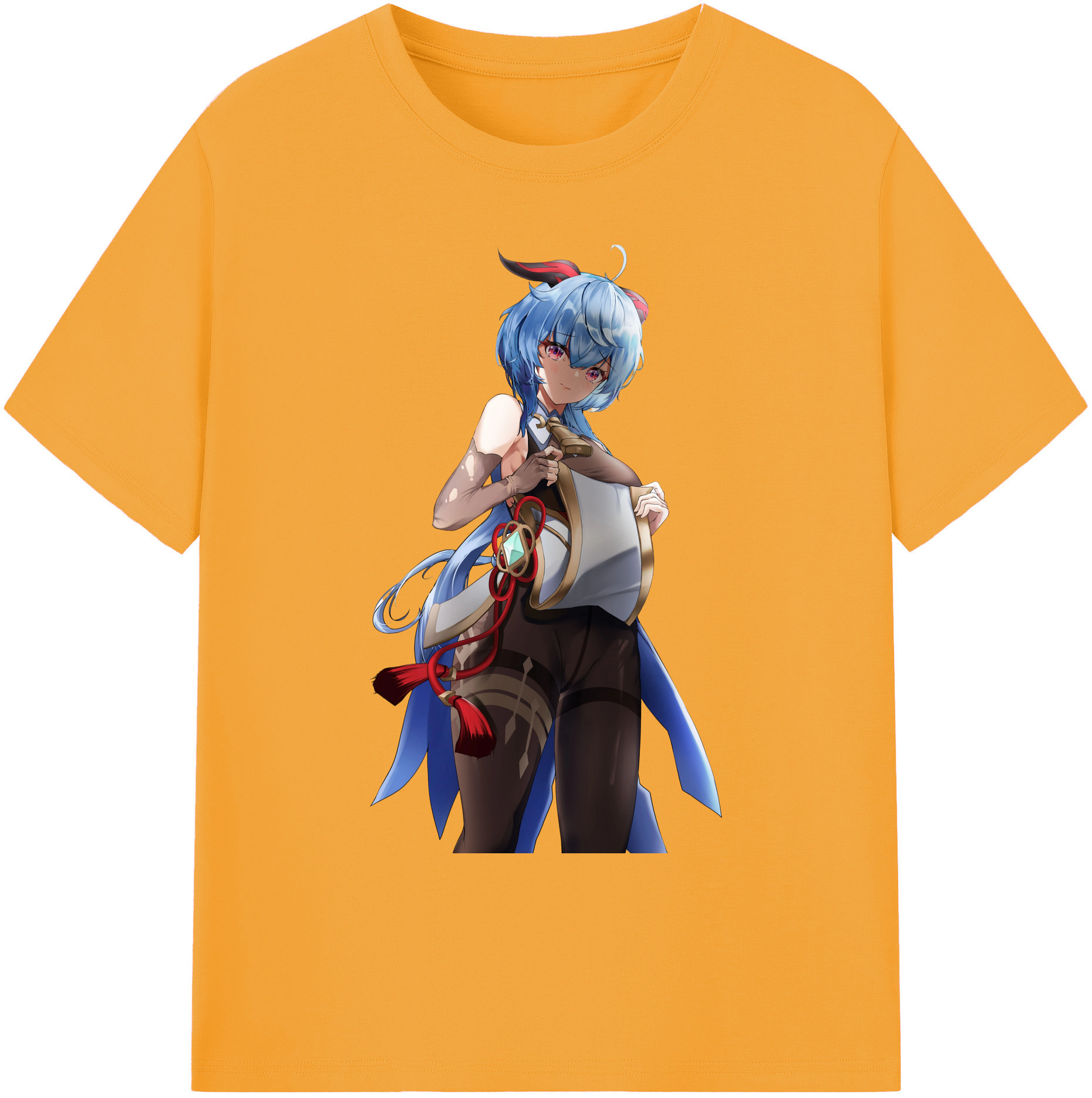 げんし神 甘雨 かんう genshin Ganyu 綿100％ メンズ半袖Tシャツ｜肌触りやわらか＆通気性