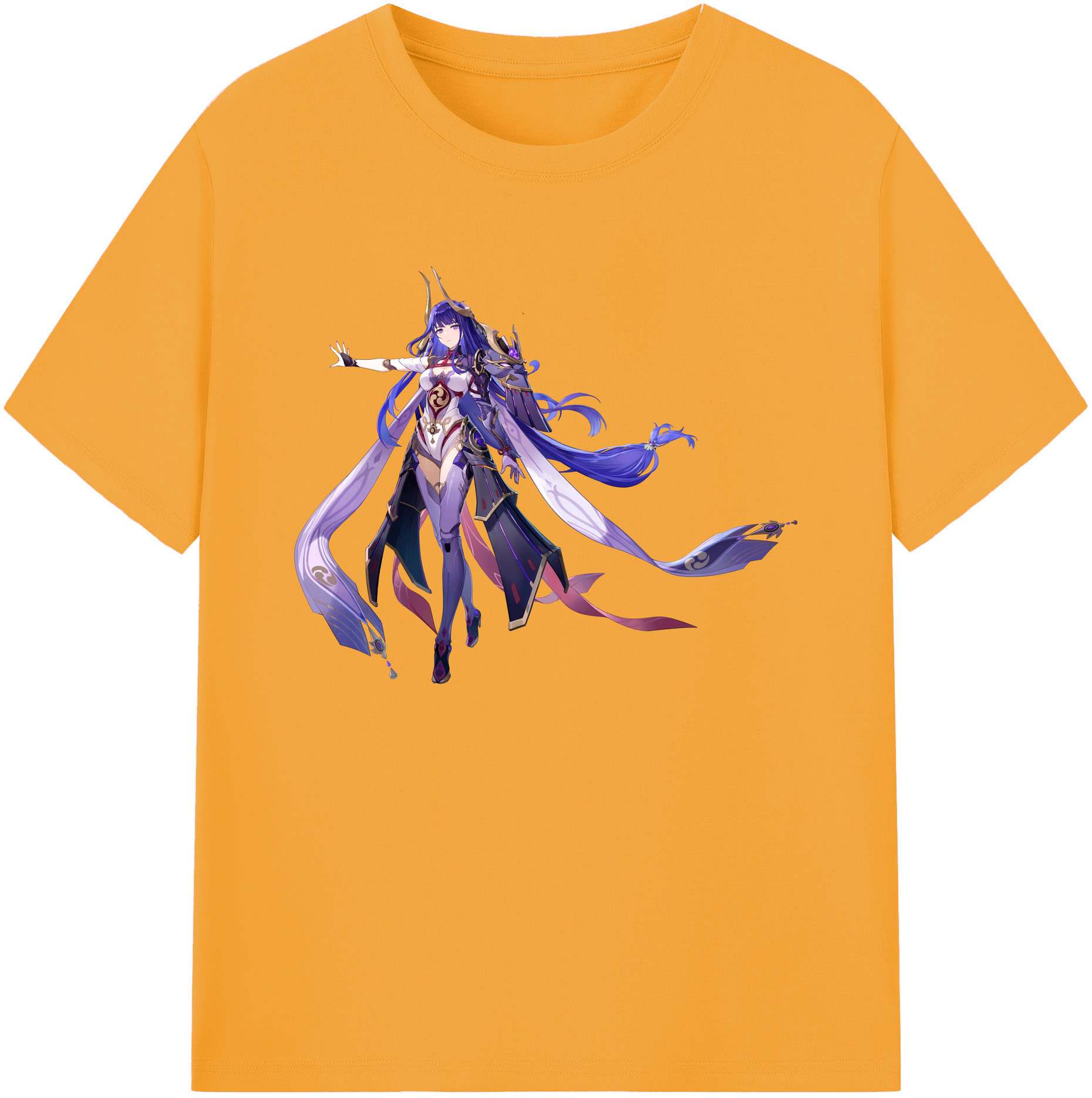 げんし神 雷電将軍 らいでんしょうぐん genshin Raiden Shogun 綿100％ メンズ半袖Tシャツ｜肌触りやわらか＆通気性