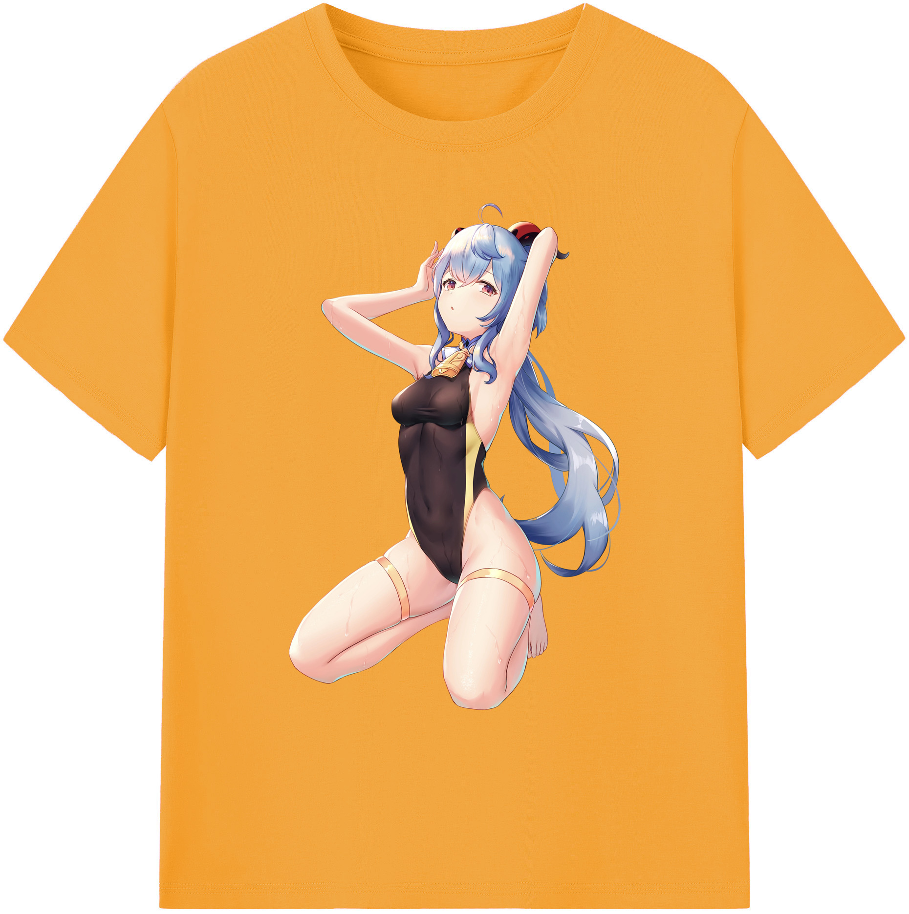 げんし神 甘雨 かんう genshin Ganyu 綿100％ メンズ半袖Tシャツ｜肌触りやわらか＆通気性