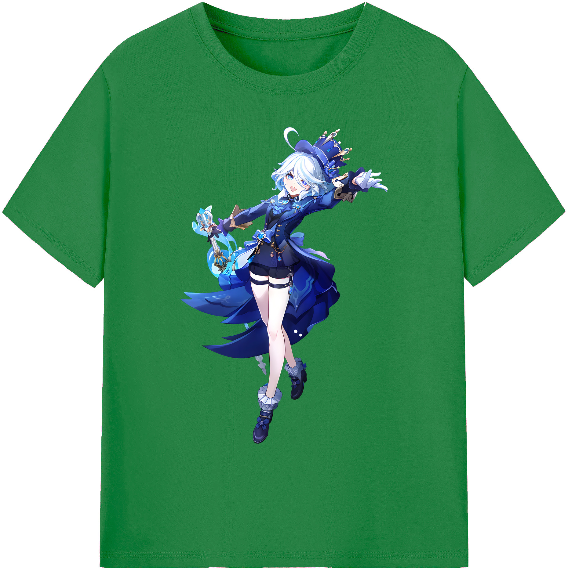 げんし神 フリーナ genshin Furina 綿100％ メンズ半袖Tシャツ｜肌触りやわらか＆通気性