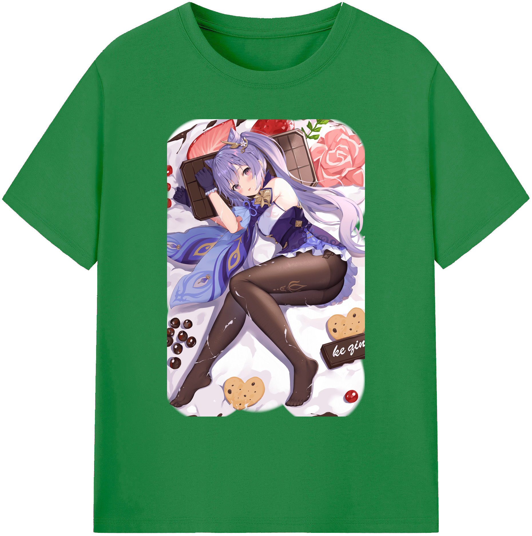 げんし神 刻晴 こくせい genshin Kokusei 綿100％ メンズ半袖Tシャツ｜肌触りやわらか＆通気性