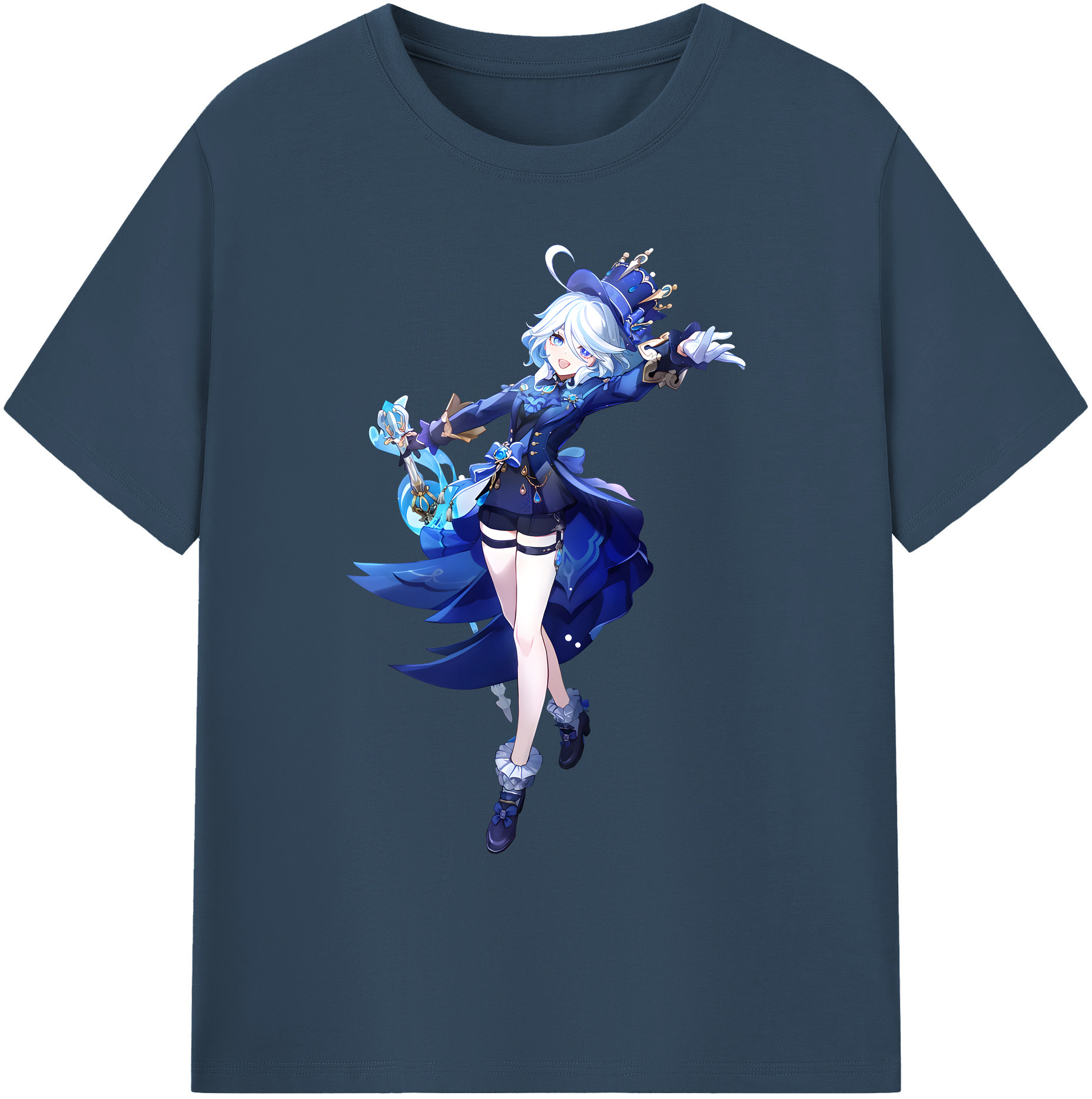 げんし神 フリーナ genshin Furina 綿100％ メンズ半袖Tシャツ｜肌触りやわらか＆通気性
