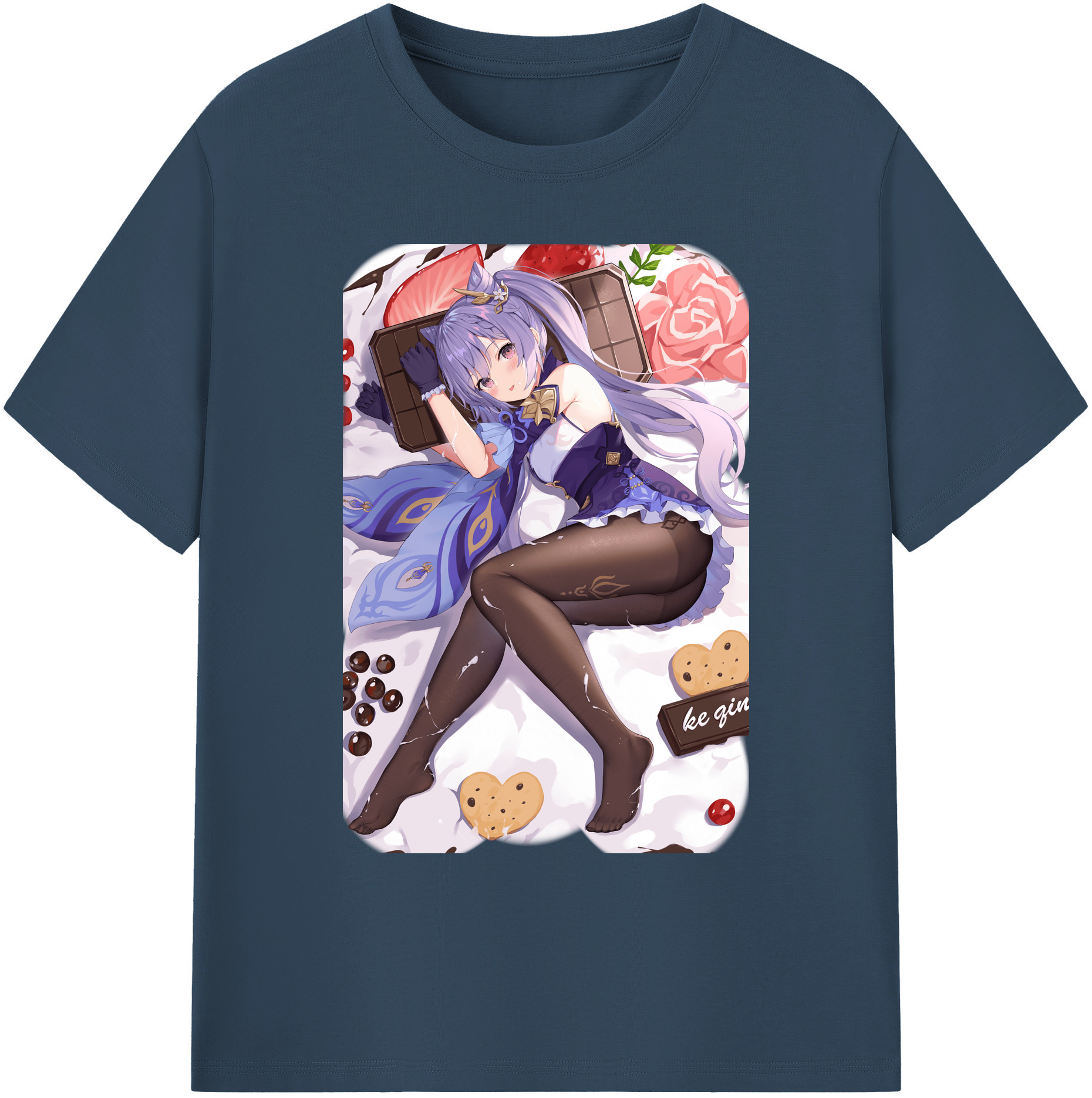 げんし神 刻晴 こくせい genshin Kokusei 綿100％ メンズ半袖Tシャツ｜肌触りやわらか＆通気性