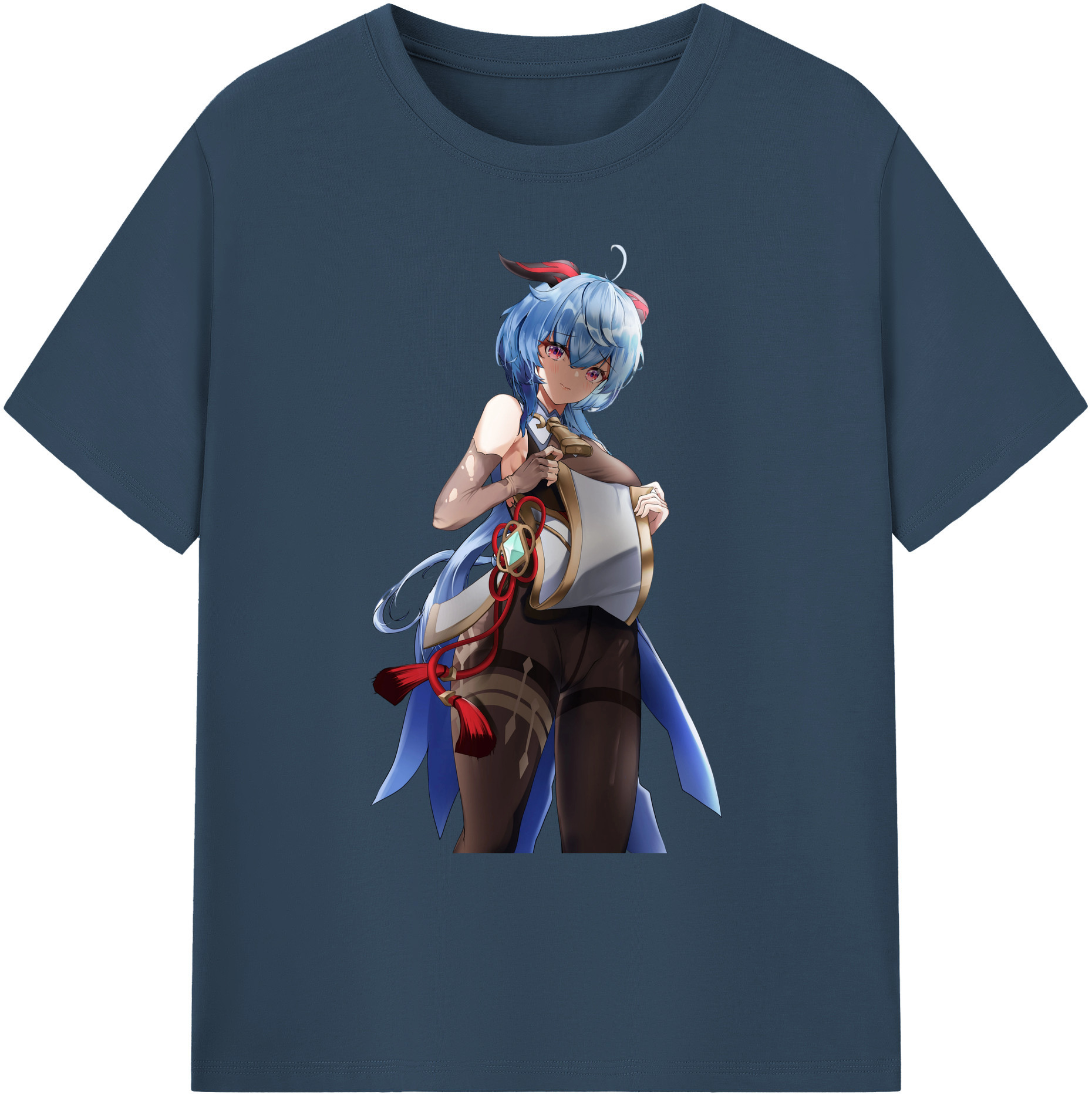 げんし神 甘雨 かんう genshin Ganyu 綿100％ メンズ半袖Tシャツ｜肌触りやわらか＆通気性