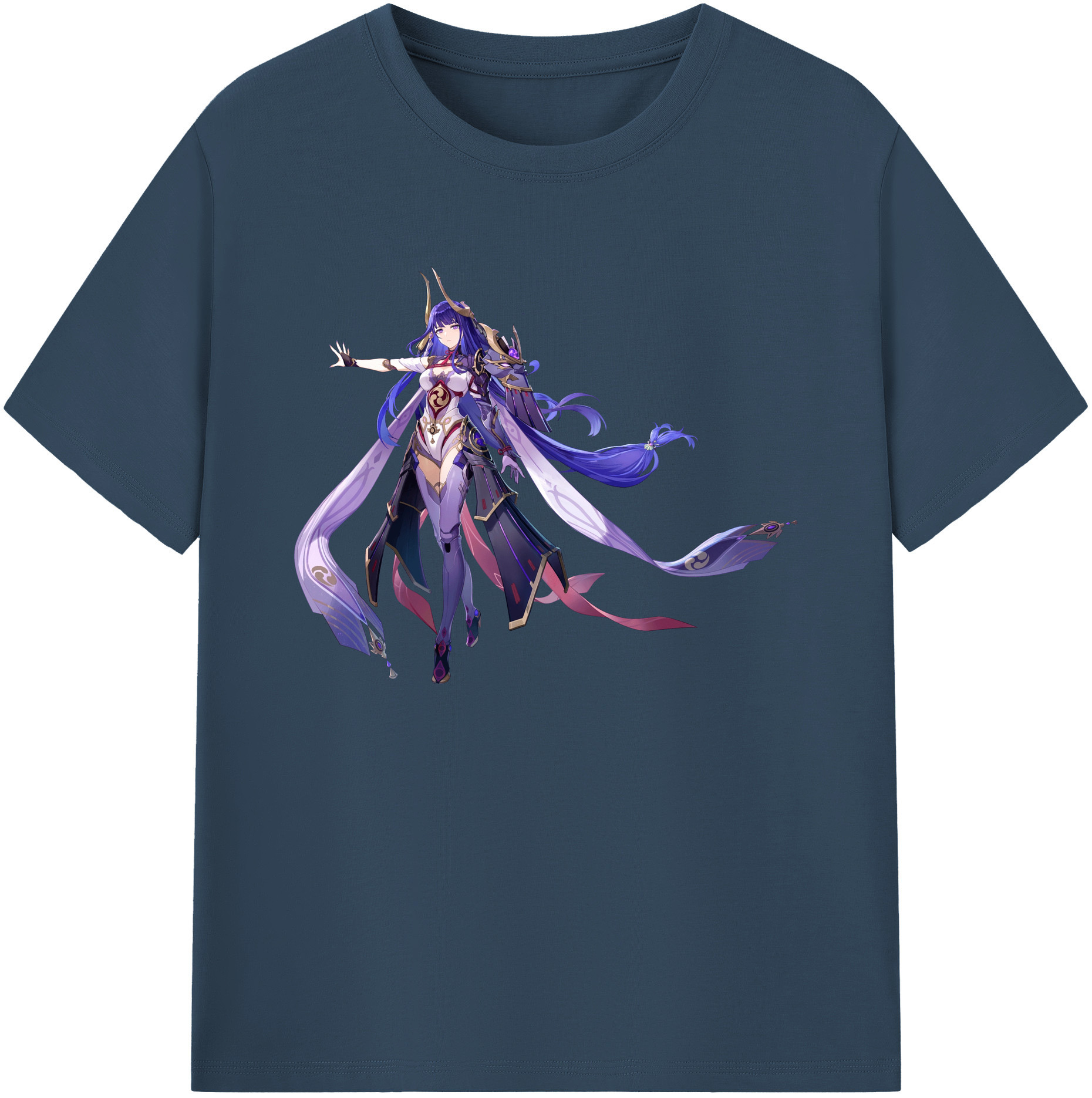 げんし神 雷電将軍 らいでんしょうぐん genshin Raiden Shogun 綿100％ メンズ半袖Tシャツ｜肌触りやわらか＆通気性