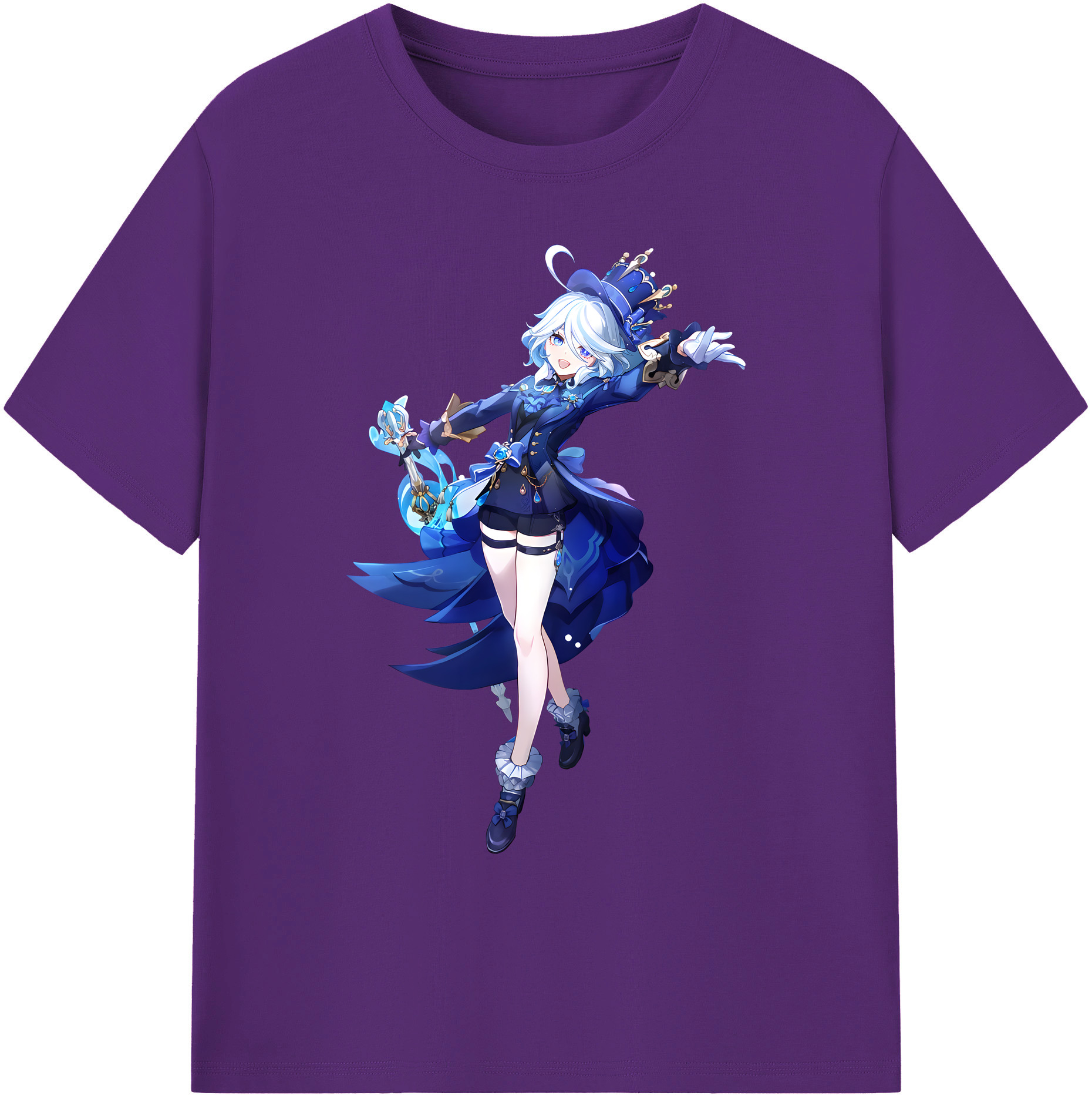 げんし神 フリーナ genshin Furina 綿100％ メンズ半袖Tシャツ｜肌触りやわらか＆通気性