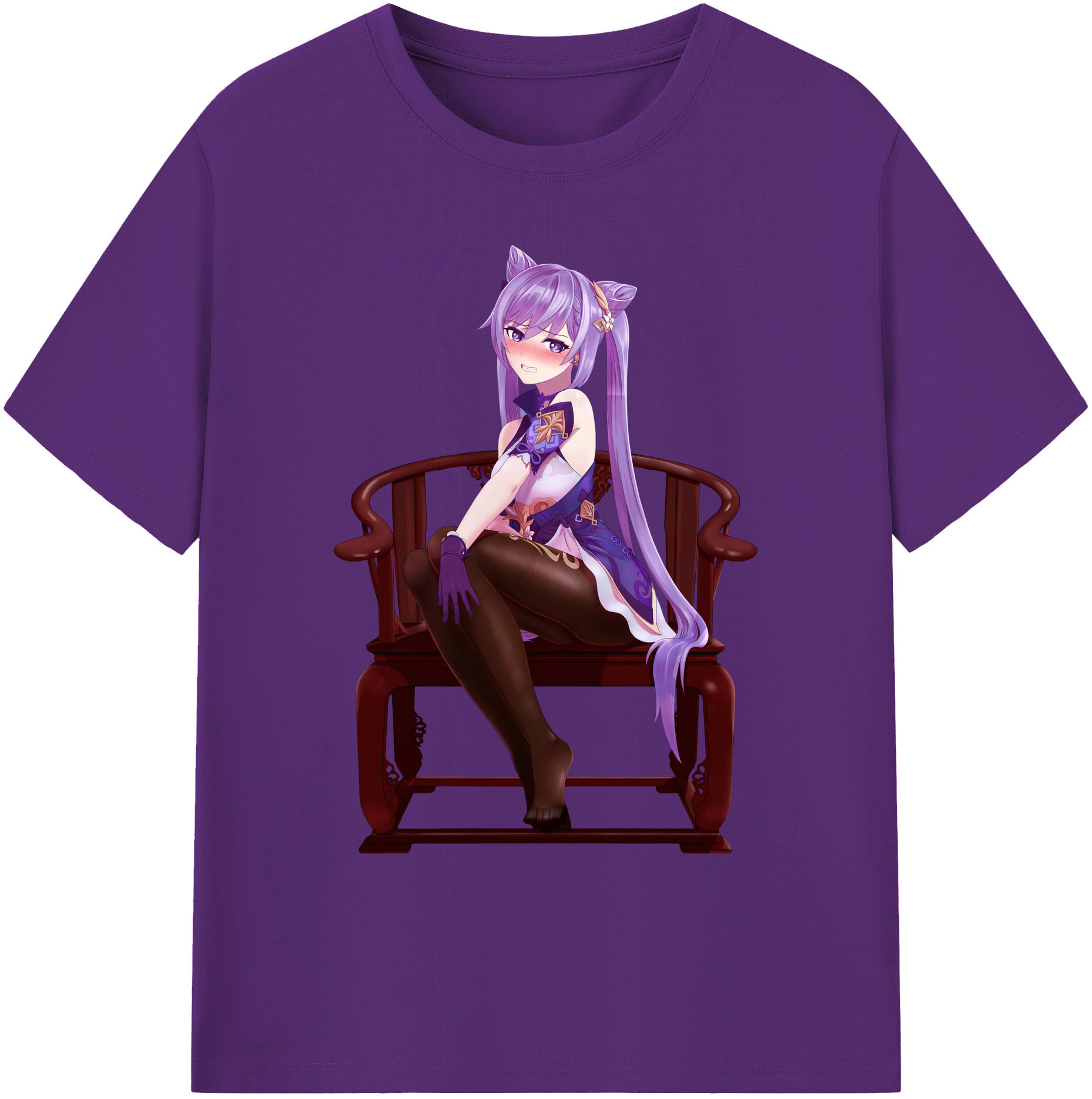 げんし神 刻晴 こくせい genshin Kokusei 綿100％ メンズ半袖Tシャツ｜肌触りやわらか＆通気性