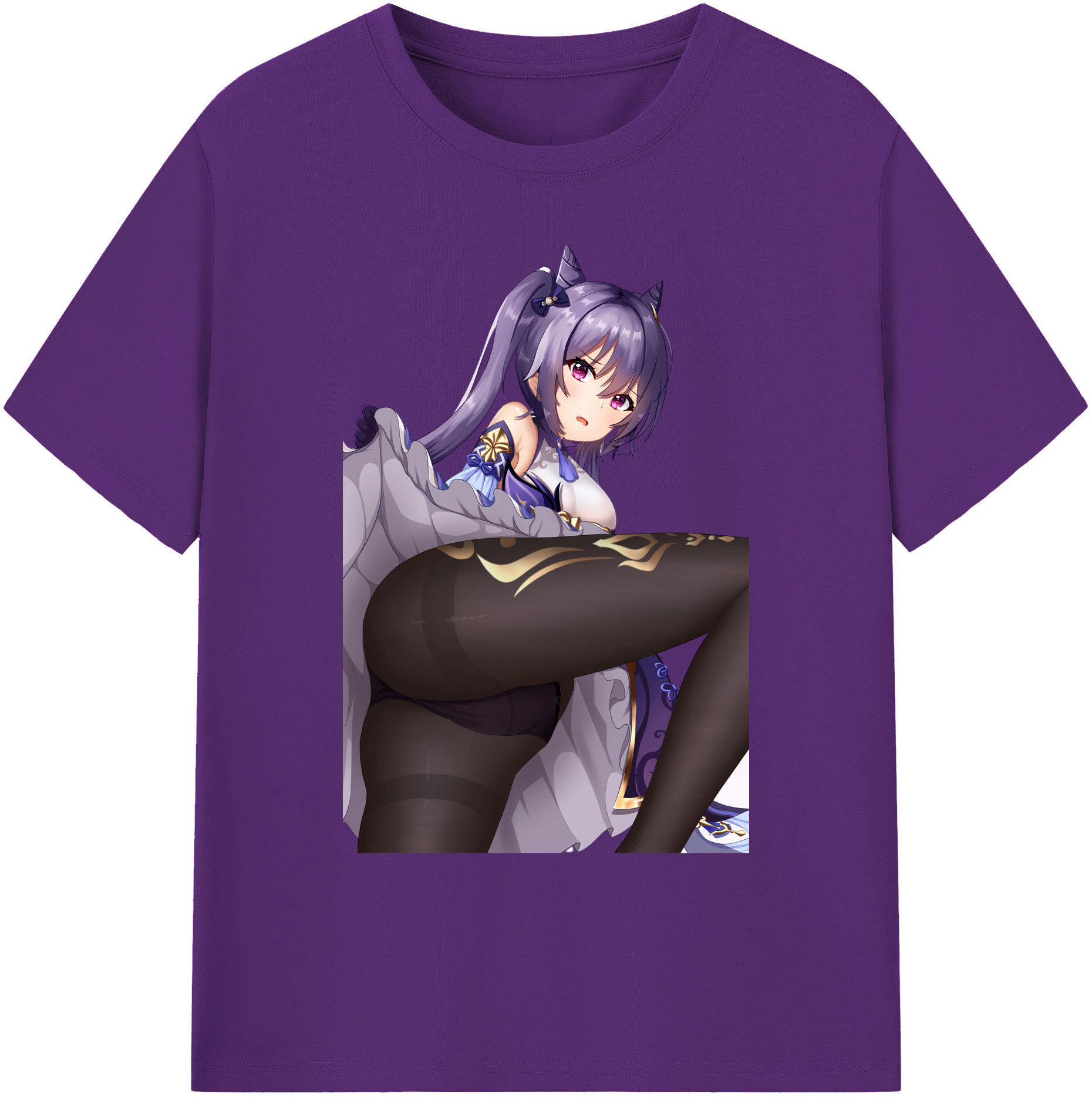 げんし神 刻晴 こくせい genshin Kokusei 綿100％ メンズ半袖Tシャツ｜肌触りやわらか＆通気性