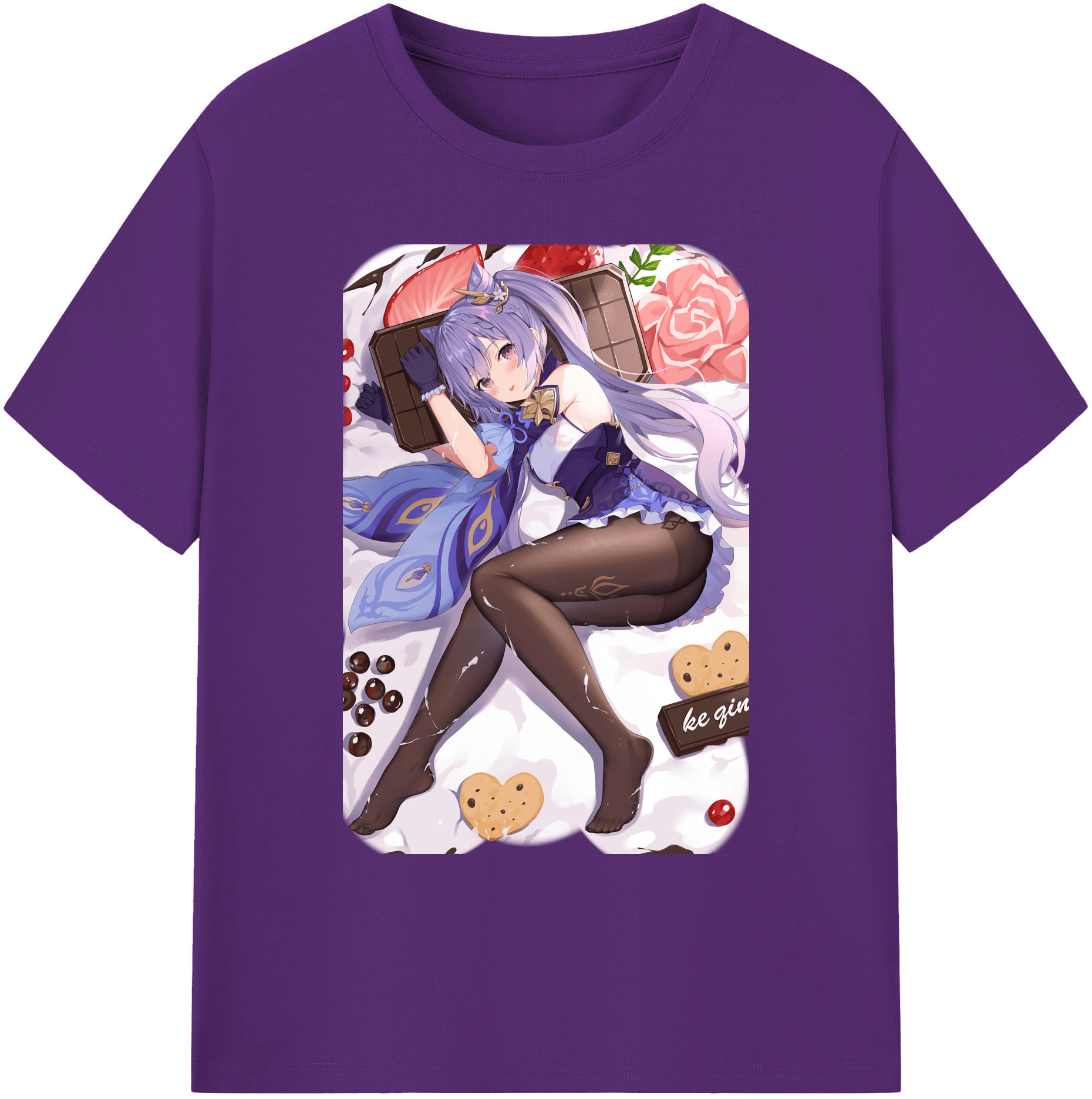 げんし神 刻晴 こくせい genshin Kokusei 綿100％ メンズ半袖Tシャツ｜肌触りやわらか＆通気性