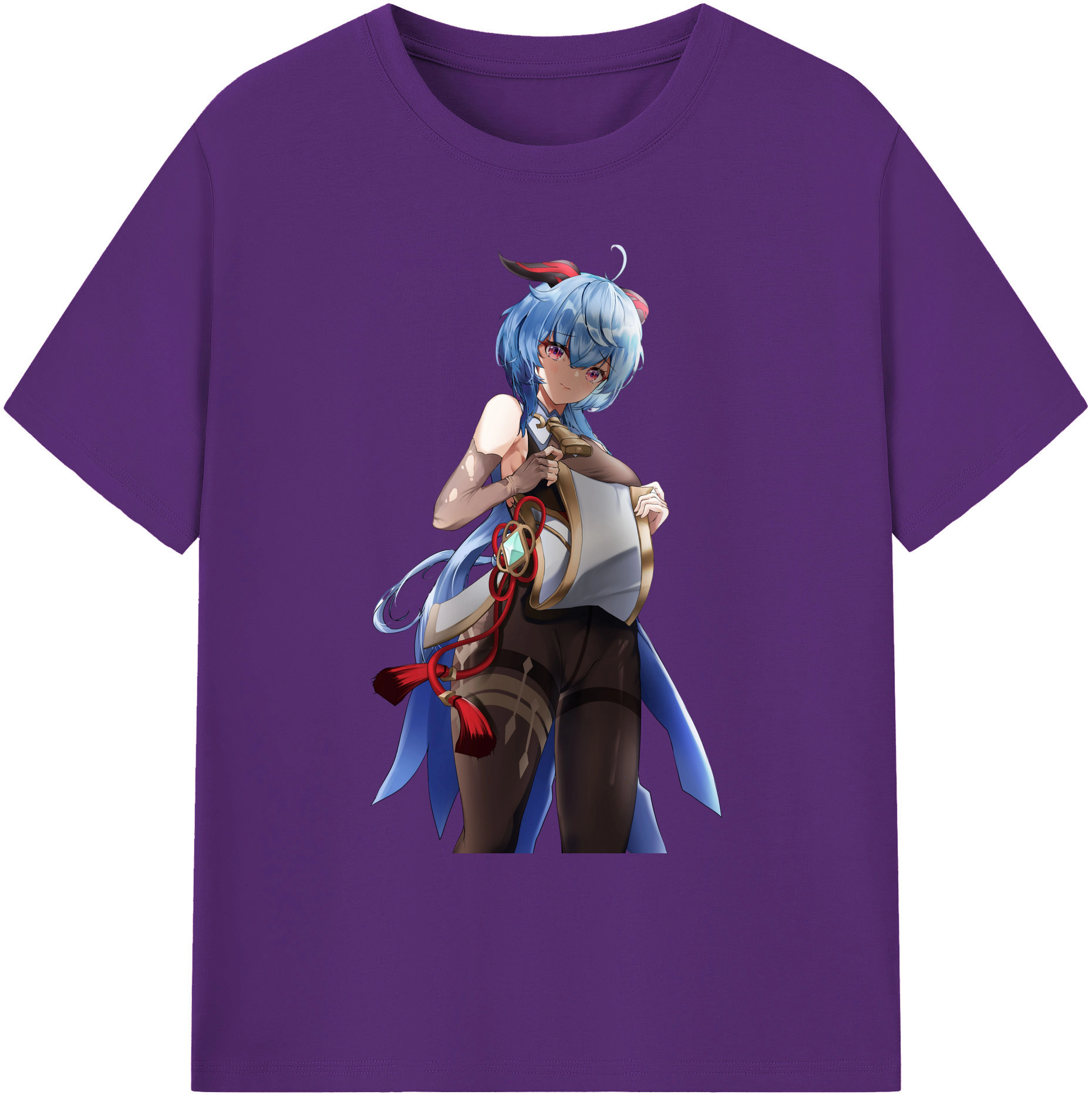 げんし神 甘雨 かんう genshin Ganyu 綿100％ メンズ半袖Tシャツ｜肌触りやわらか＆通気性