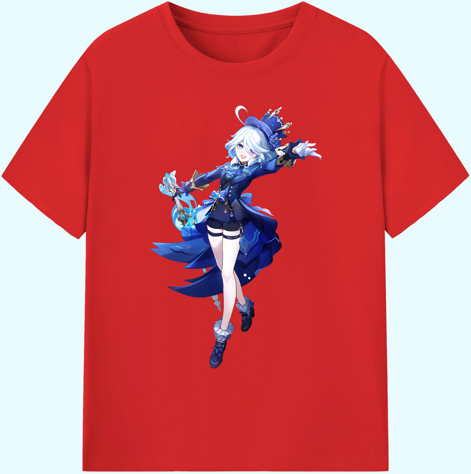 げんし神 フリーナ genshin Furina 綿100％ メンズ半袖Tシャツ｜肌触りやわらか＆通気性