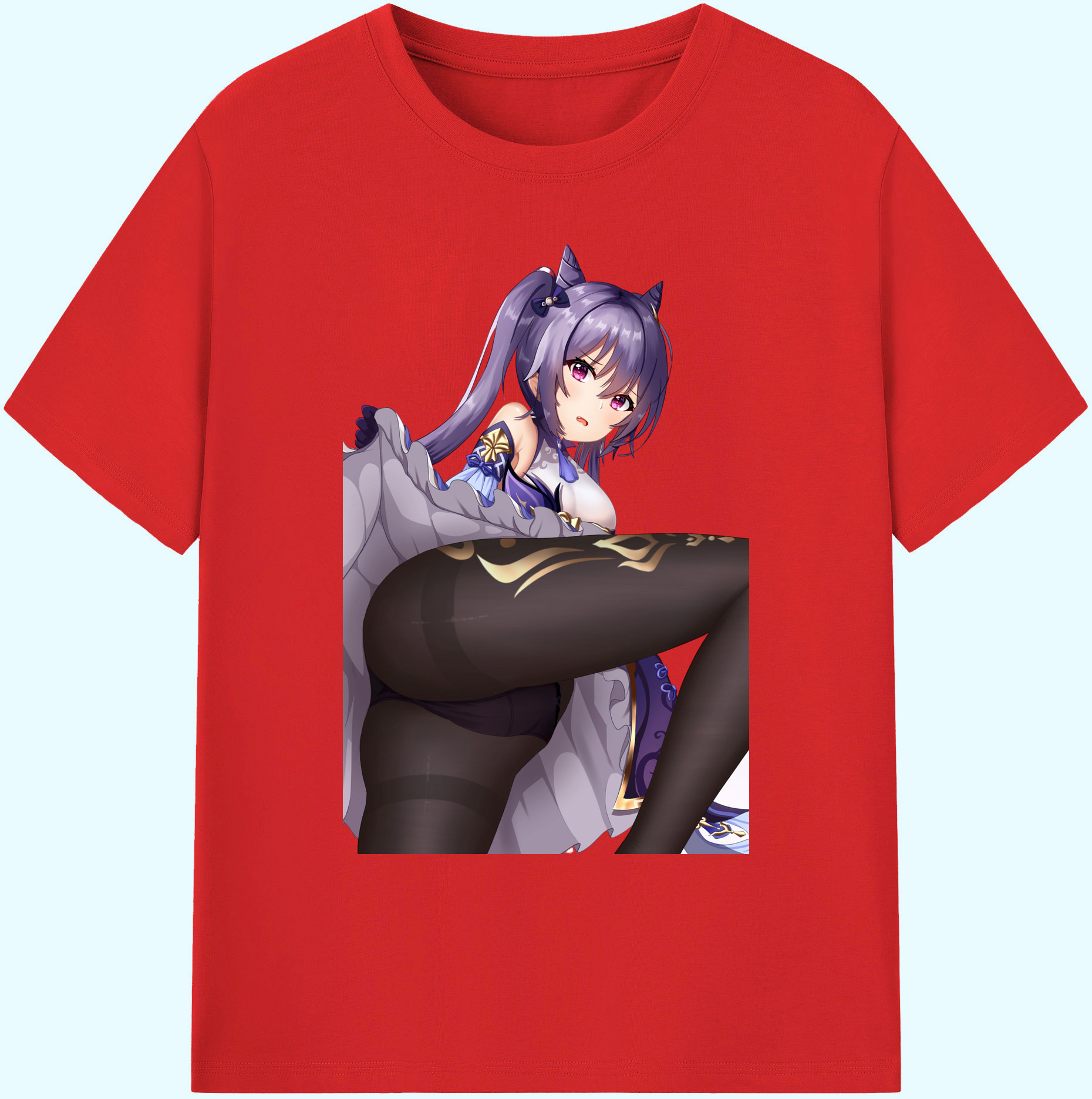 げんし神 刻晴 こくせい genshin Kokusei 綿100％ メンズ半袖Tシャツ｜肌触りやわらか＆通気性