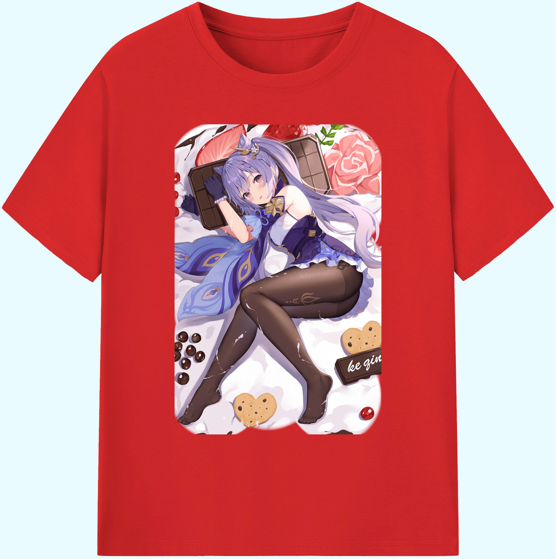 げんし神 刻晴 こくせい genshin Kokusei 綿100％ メンズ半袖Tシャツ｜肌触りやわらか＆通気性