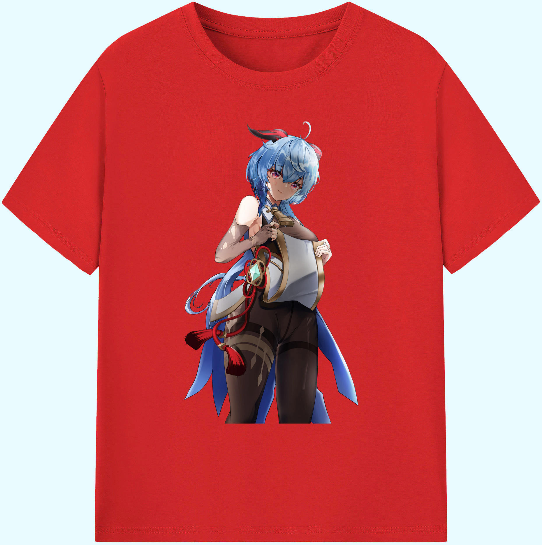 げんし神 甘雨 かんう genshin Ganyu 綿100％ メンズ半袖Tシャツ｜肌触りやわらか＆通気性