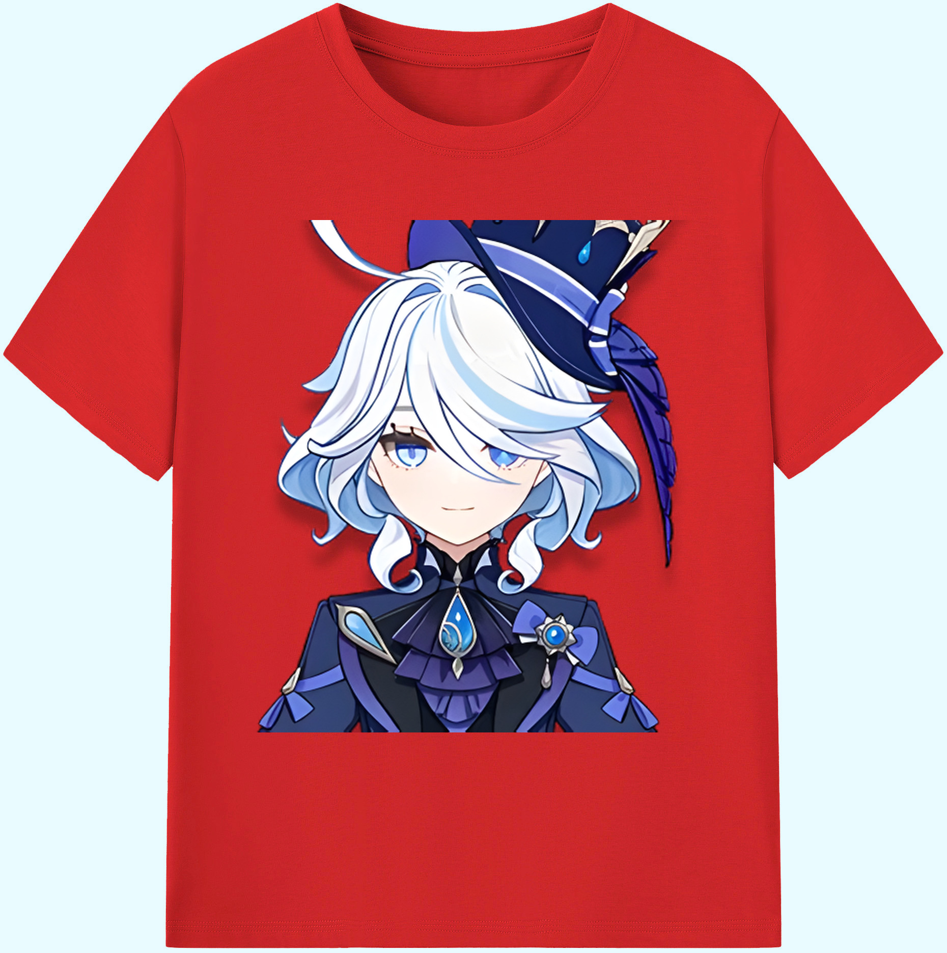 げんし神 フリーナ genshin Furina 綿100％ メンズ半袖Tシャツ｜肌触りやわらか＆通気性