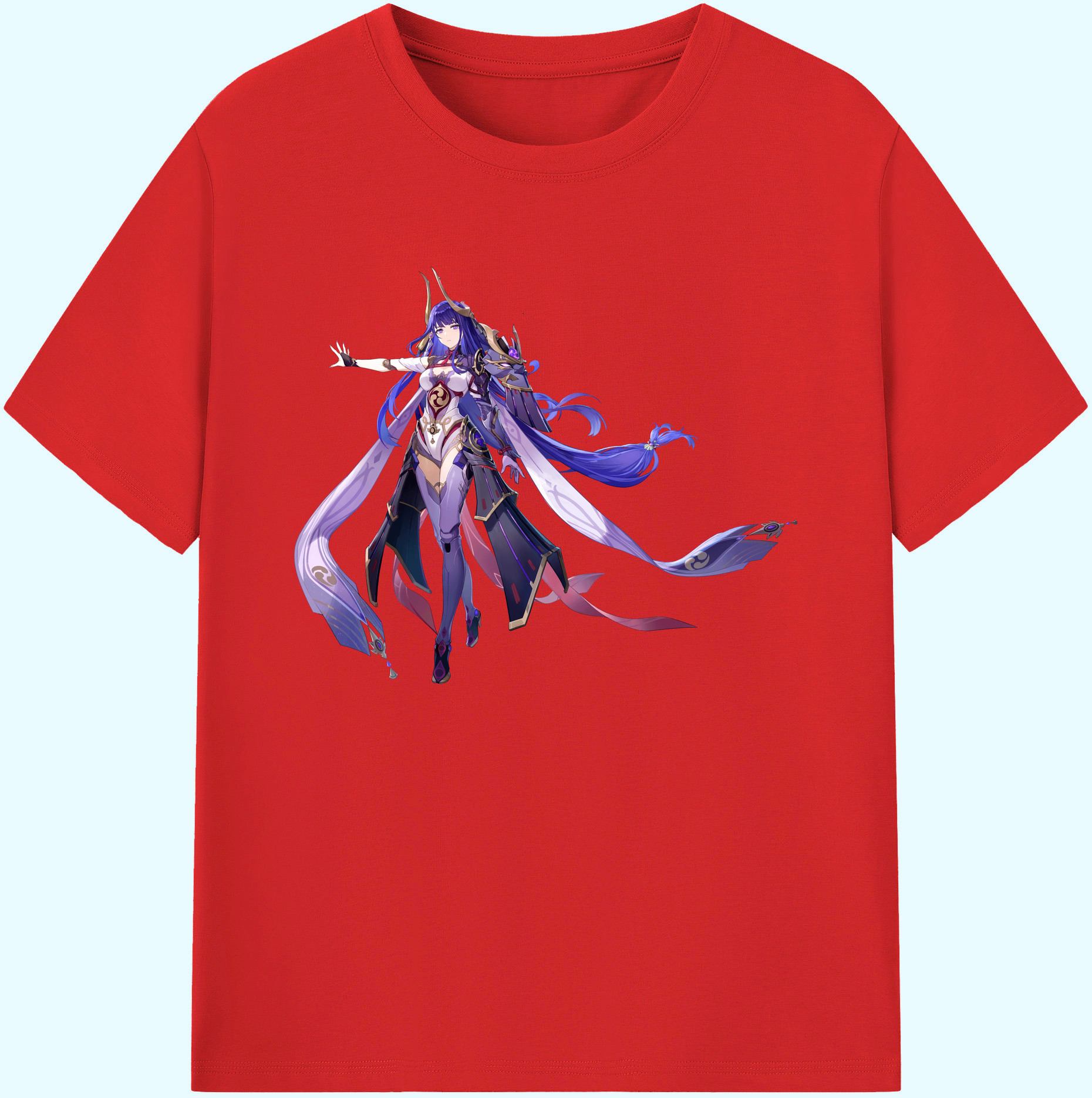 げんし神 雷電将軍 らいでんしょうぐん genshin Raiden Shogun 綿100％ メンズ半袖Tシャツ｜肌触りやわらか＆通気性
