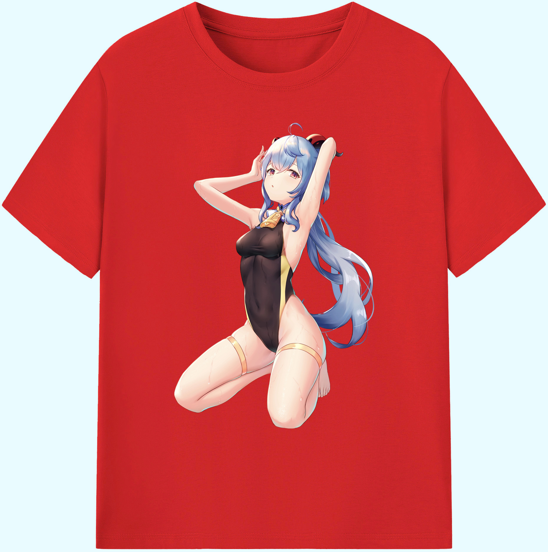 げんし神 甘雨 かんう genshin Ganyu 綿100％ メンズ半袖Tシャツ｜肌触りやわらか＆通気性