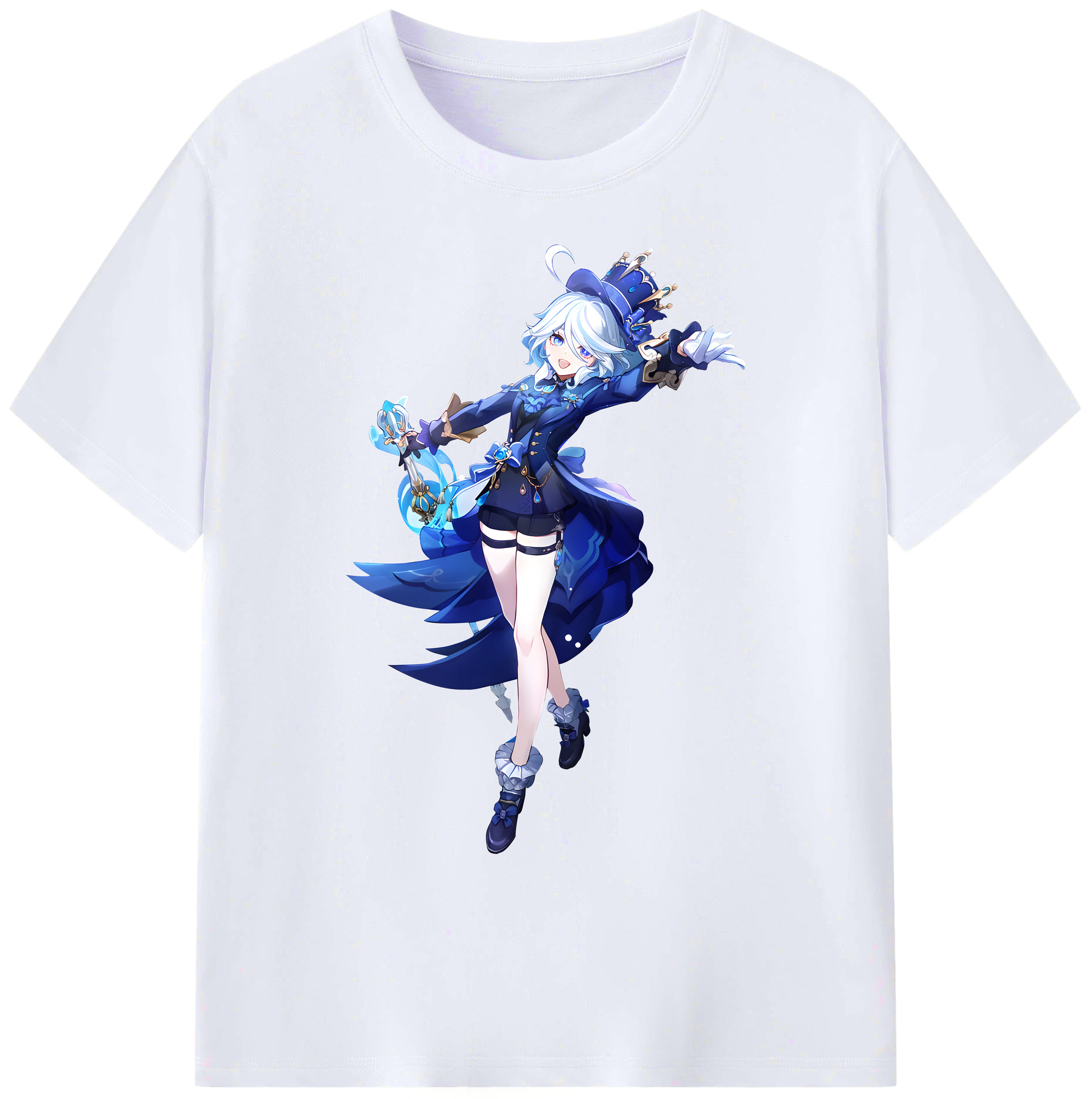げんし神 フリーナ genshin Furina 綿100％ メンズ半袖Tシャツ｜肌触りやわらか＆通気性