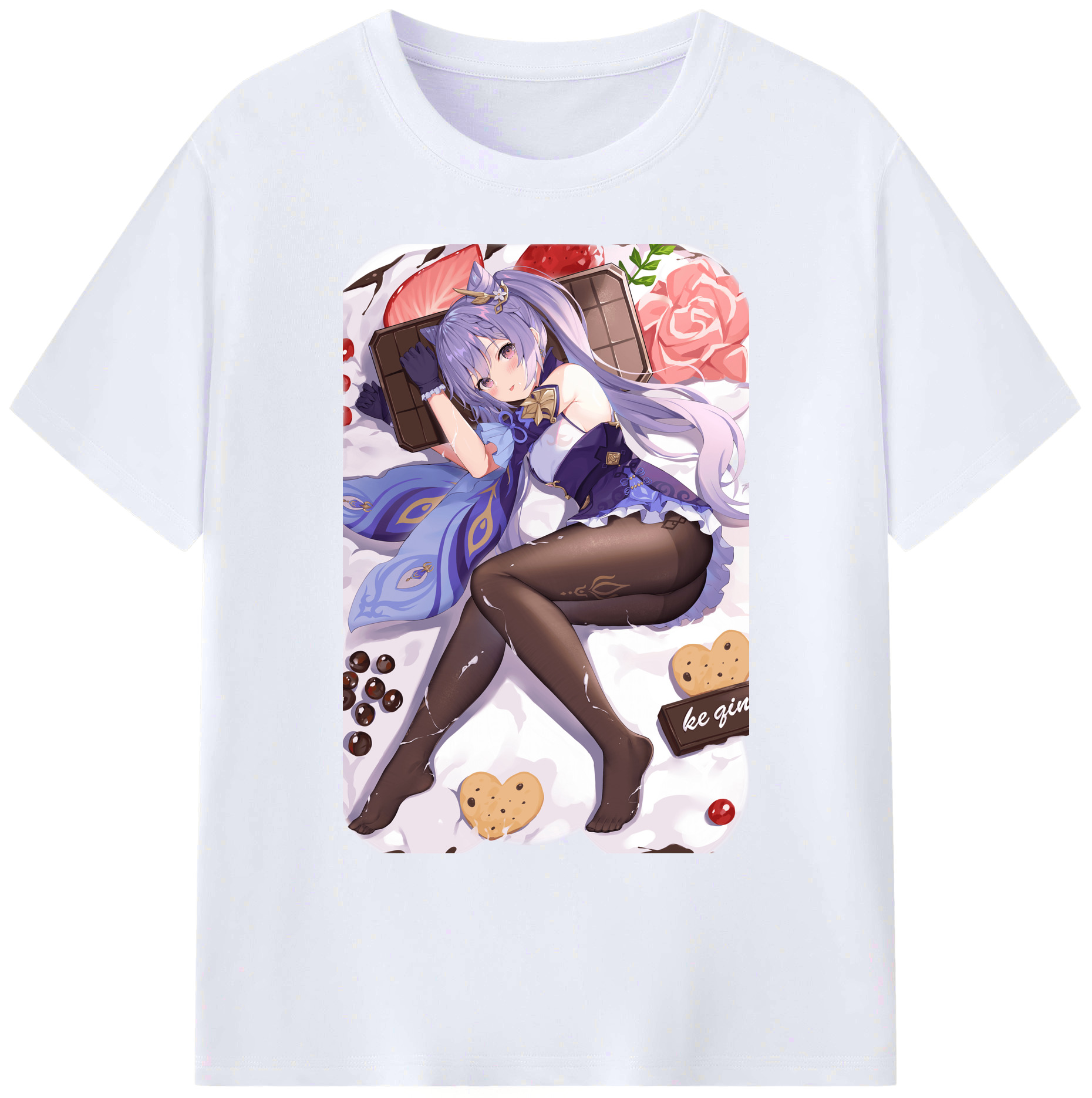 げんし神 刻晴 こくせい genshin Kokusei 綿100％ メンズ半袖Tシャツ｜肌触りやわらか＆通気性
