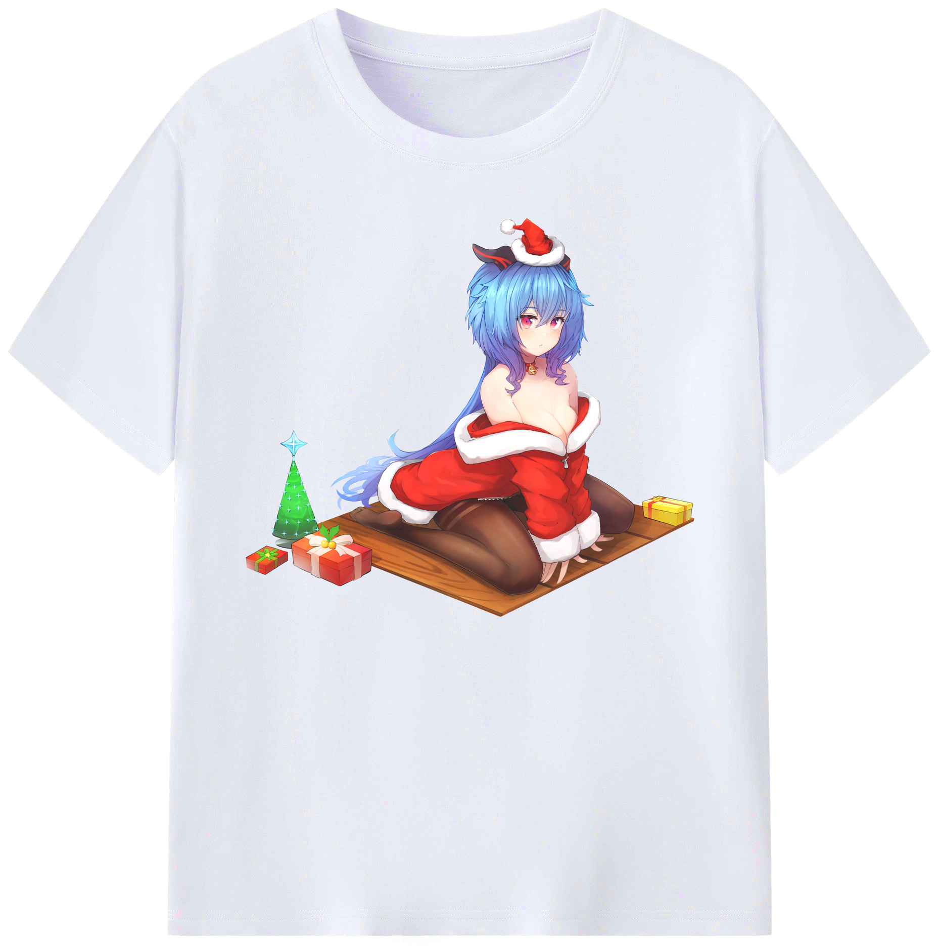 げんし神 甘雨 かんう genshin Ganyu 綿100％ メンズ半袖Tシャツ｜肌触りやわらか＆通気性