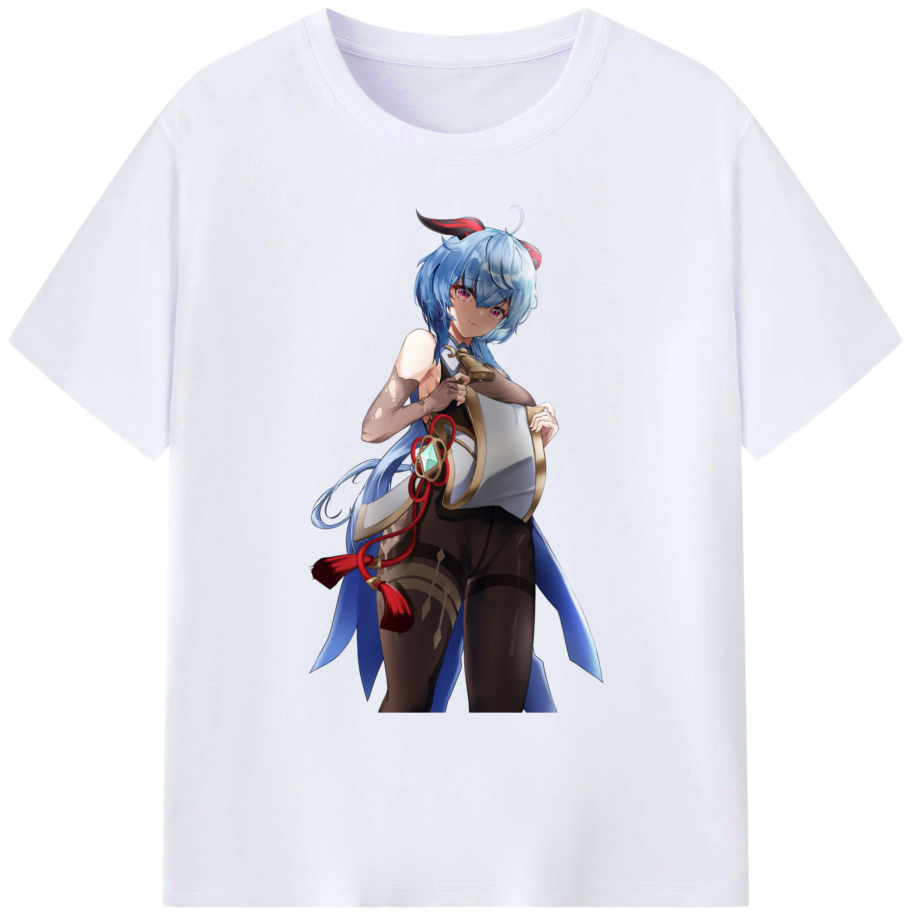 げんし神 甘雨 かんう genshin Ganyu 綿100％ メンズ半袖Tシャツ｜肌触りやわらか＆通気性