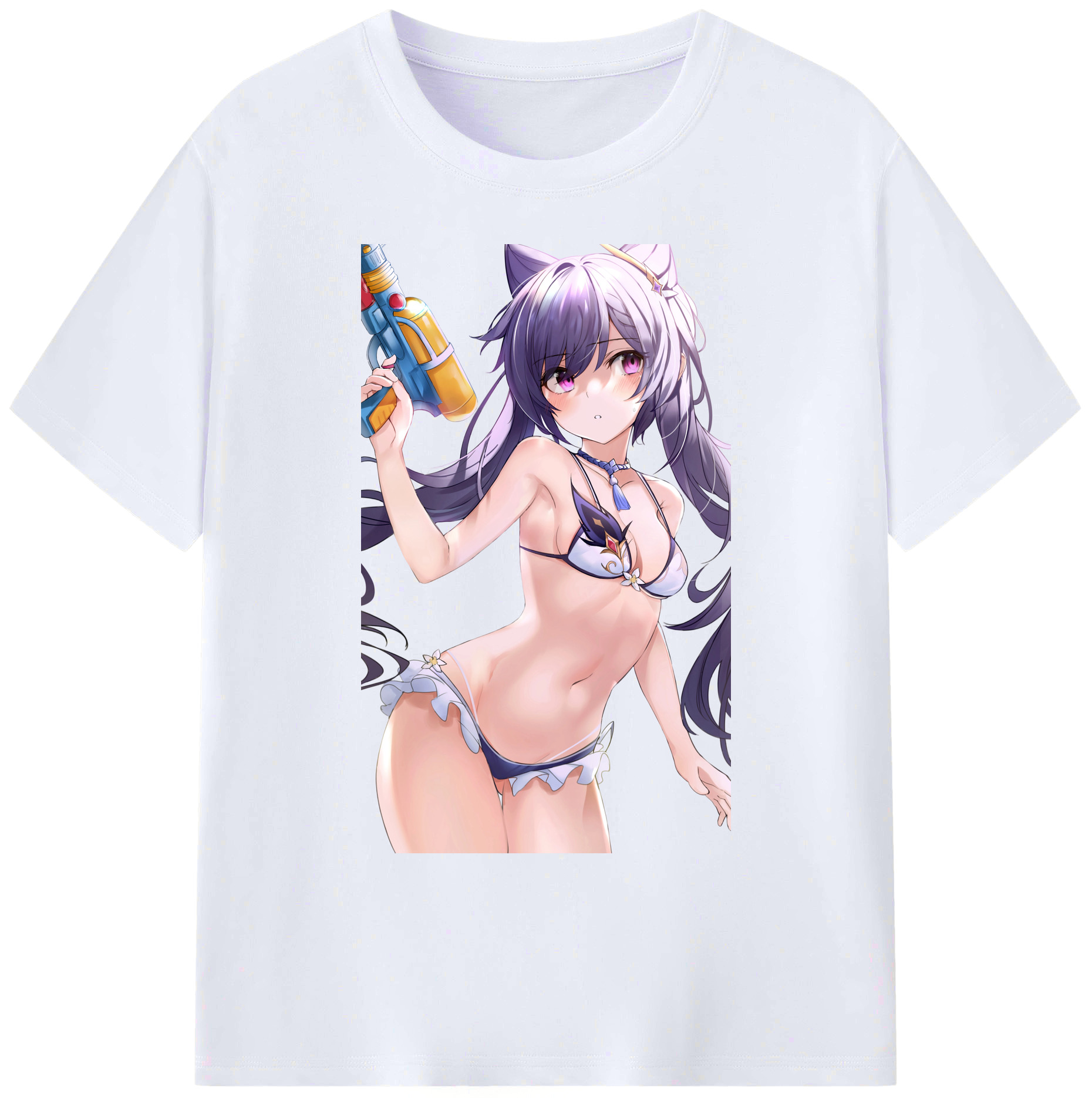 げんし神 刻晴 こくせい genshin Kokusei 綿100％ メンズ半袖Tシャツ｜肌触りやわらか＆通気性