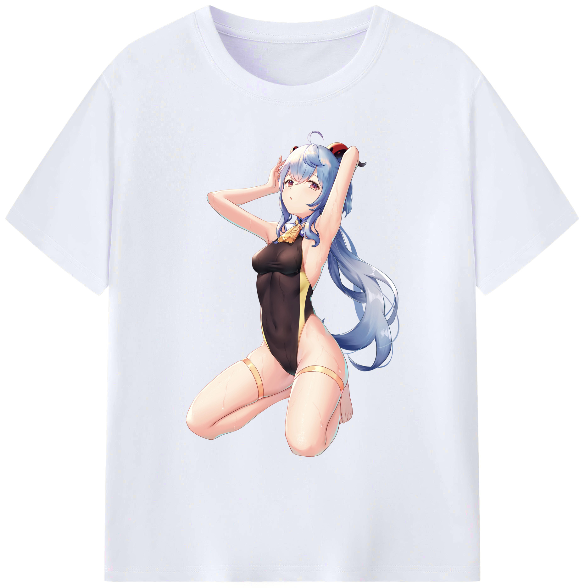 げんし神 甘雨 かんう genshin Ganyu 綿100％ メンズ半袖Tシャツ｜肌触りやわらか＆通気性