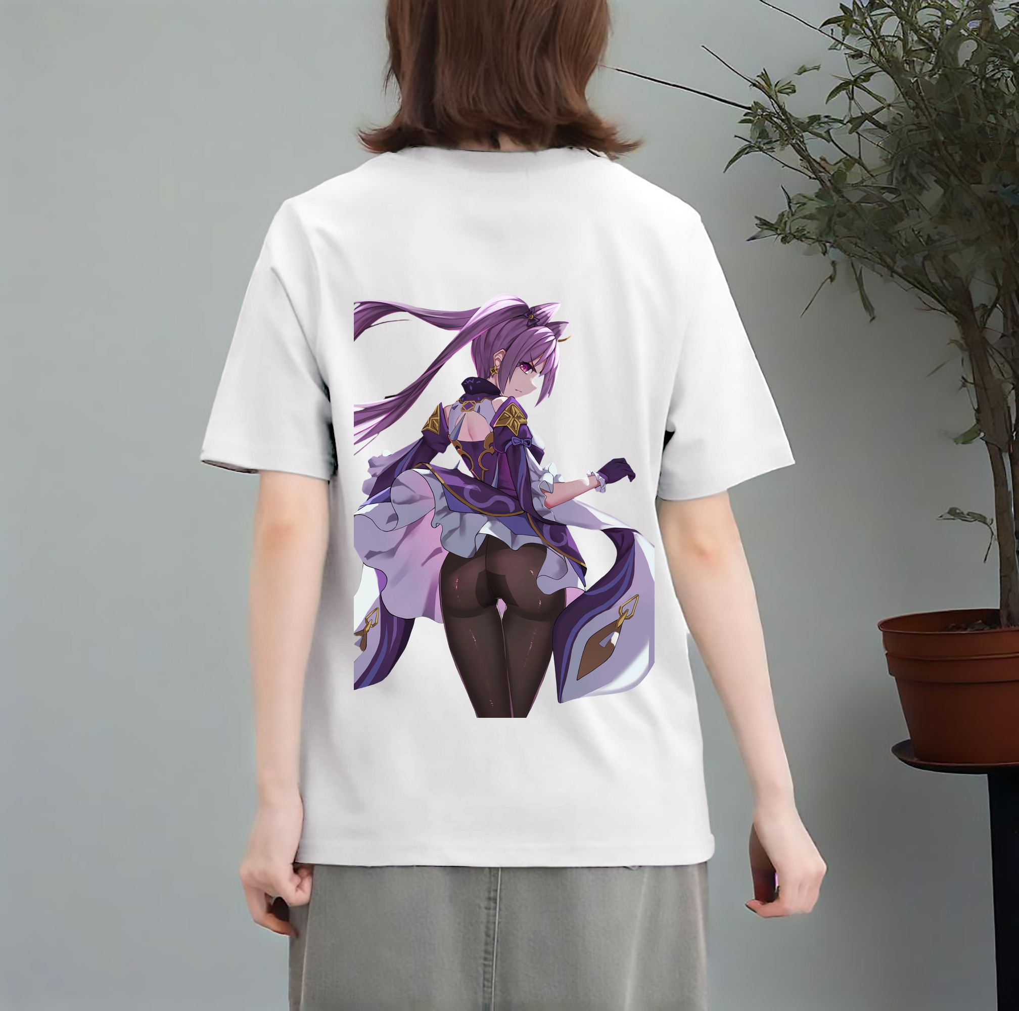 げんし神 刻晴 こくせい genshin Kokusei レディース半袖Tシャツ(バックプリント)