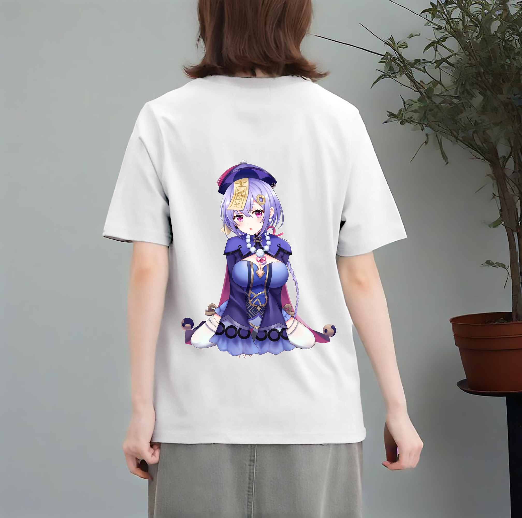 げんし神 七七 なな  genshin Nana レディース半袖Tシャツ(バックプリント)