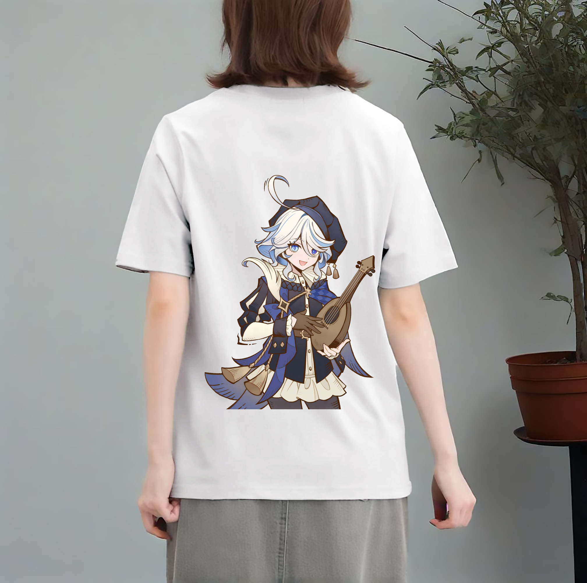 げんし神 フリーナ genshin Furina レディース半袖Tシャツ(バックプリント)