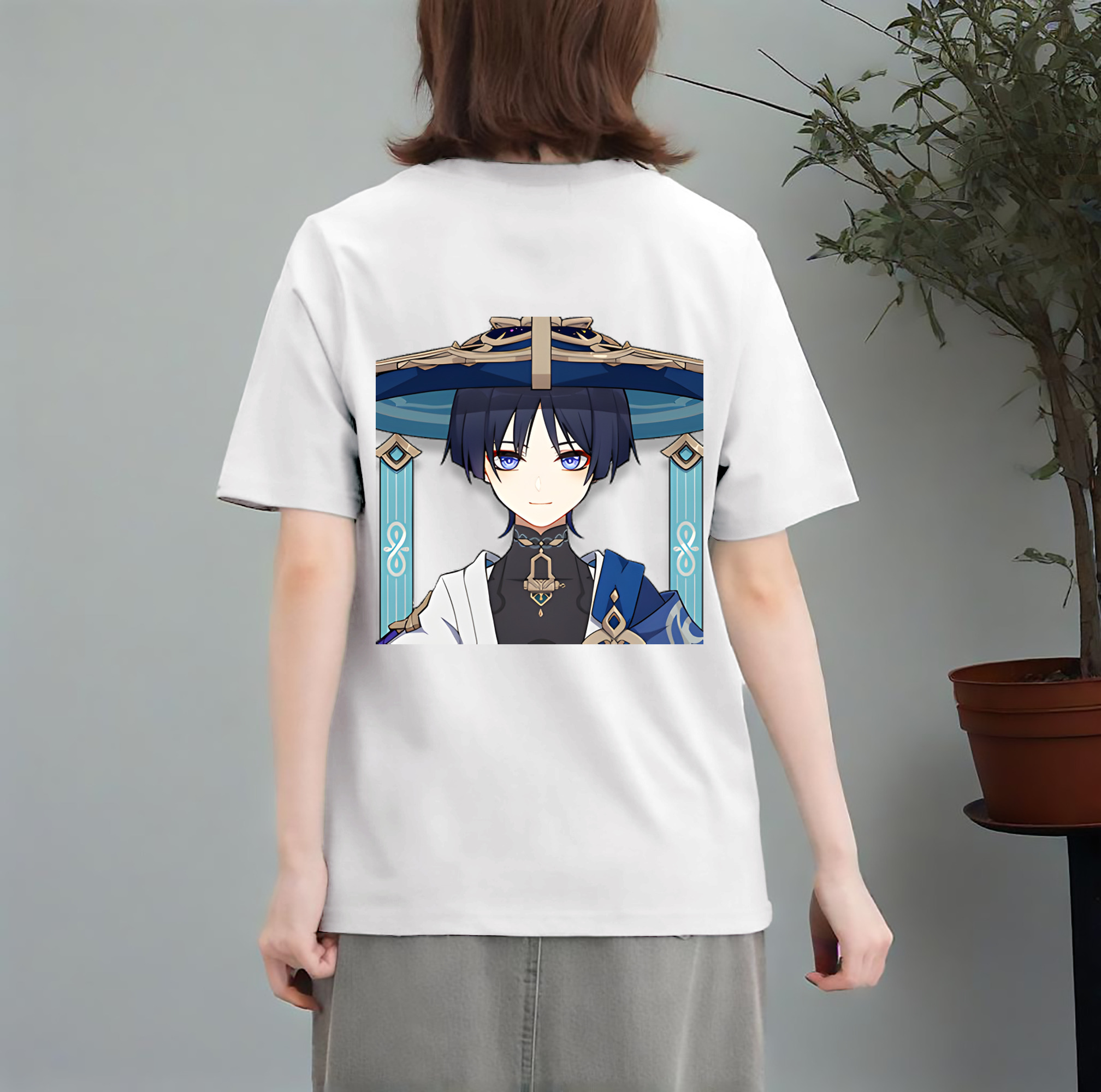 げんし神 さんペい genshin Sanpei レディース半袖Tシャツ(バックプリント)