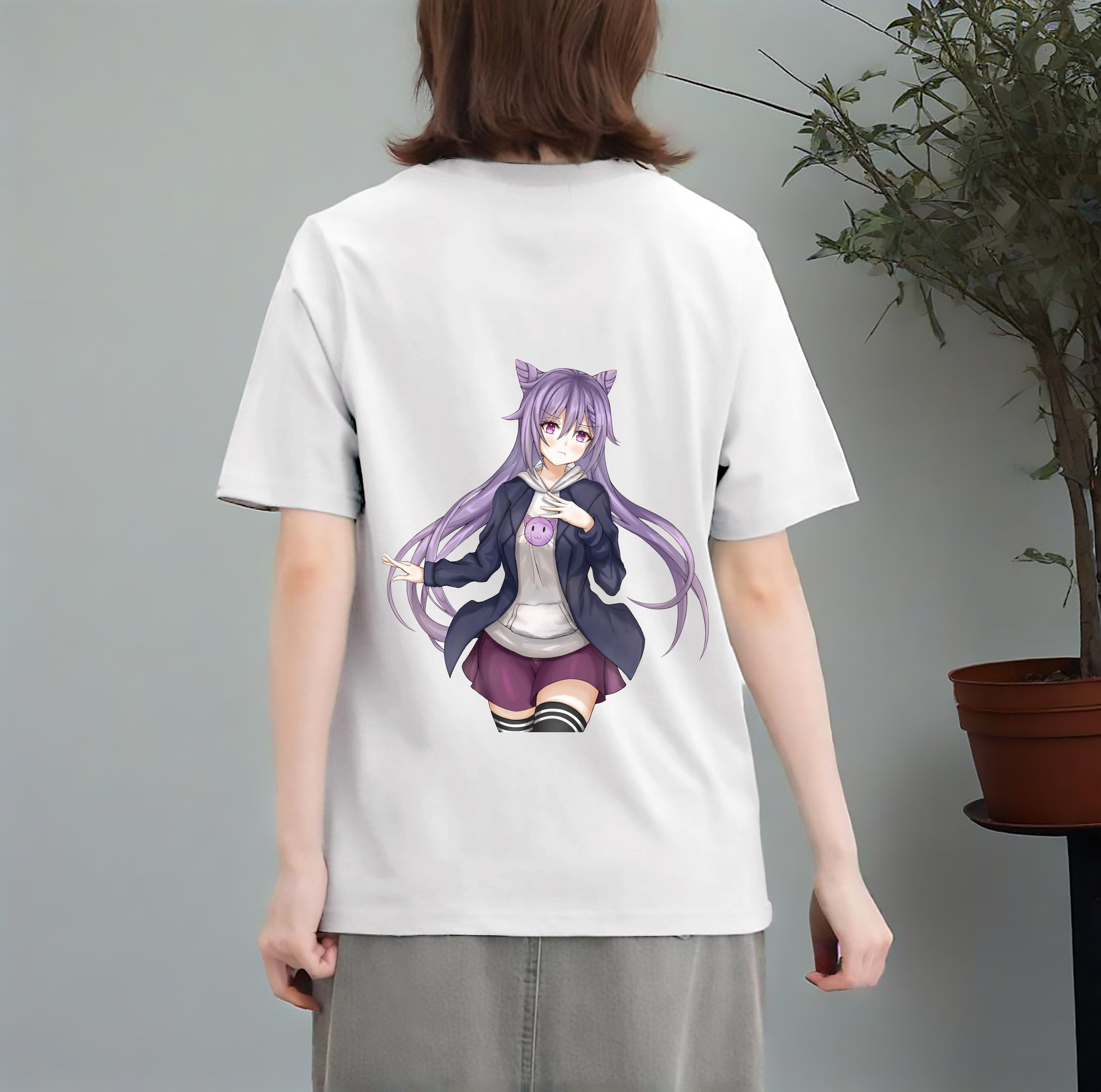 げんし神 刻晴 こくせい genshin Kokusei レディース半袖Tシャツ(バックプリント)