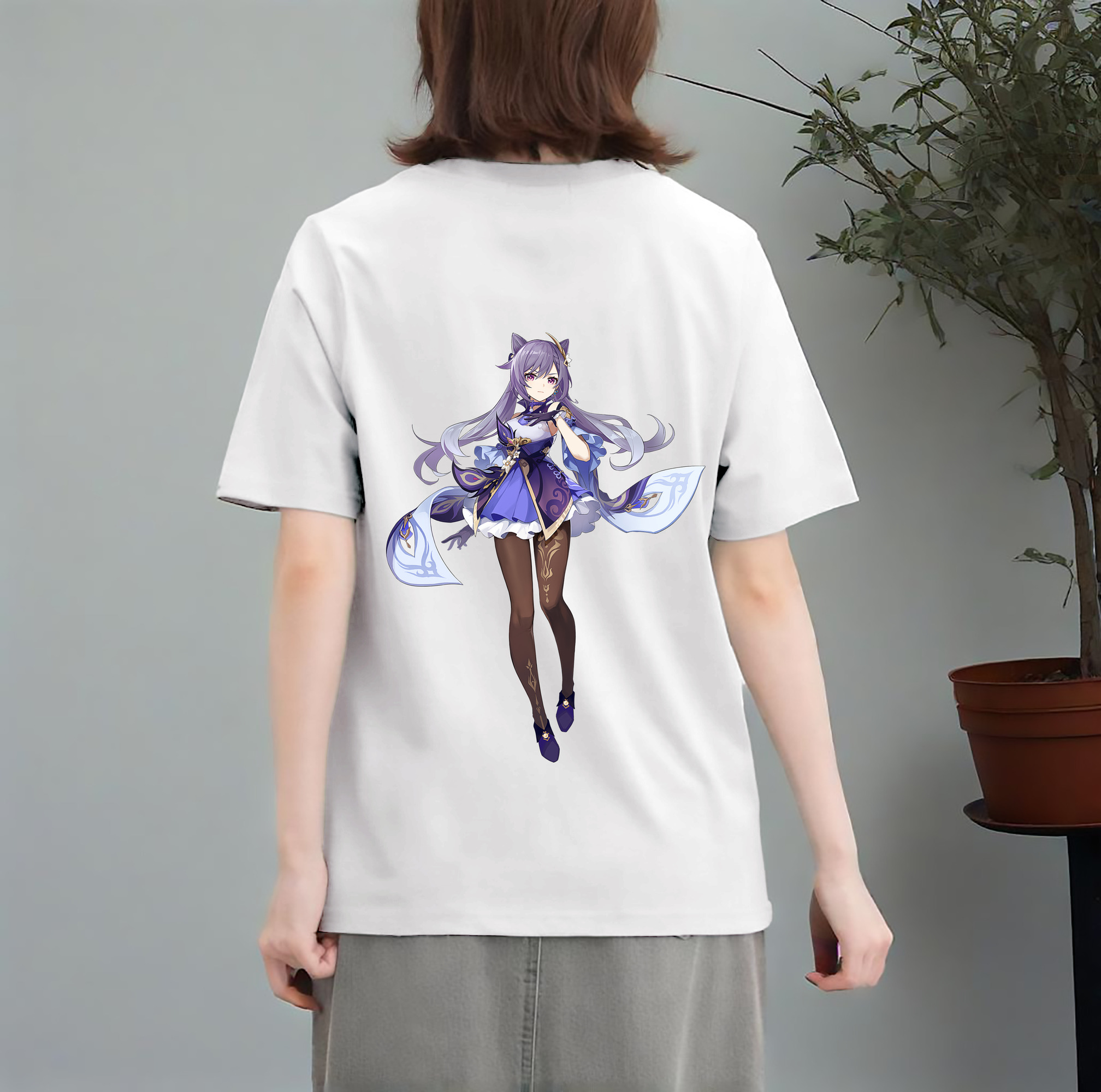 げんし神 刻晴 こくせい genshin Kokusei レディース半袖Tシャツ(バックプリント)