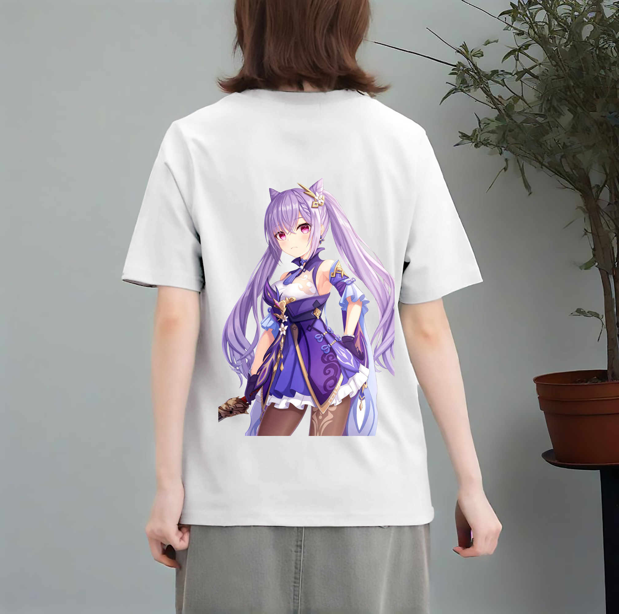 げんし神 刻晴 こくせい genshin Kokusei レディース半袖Tシャツ(バックプリント)