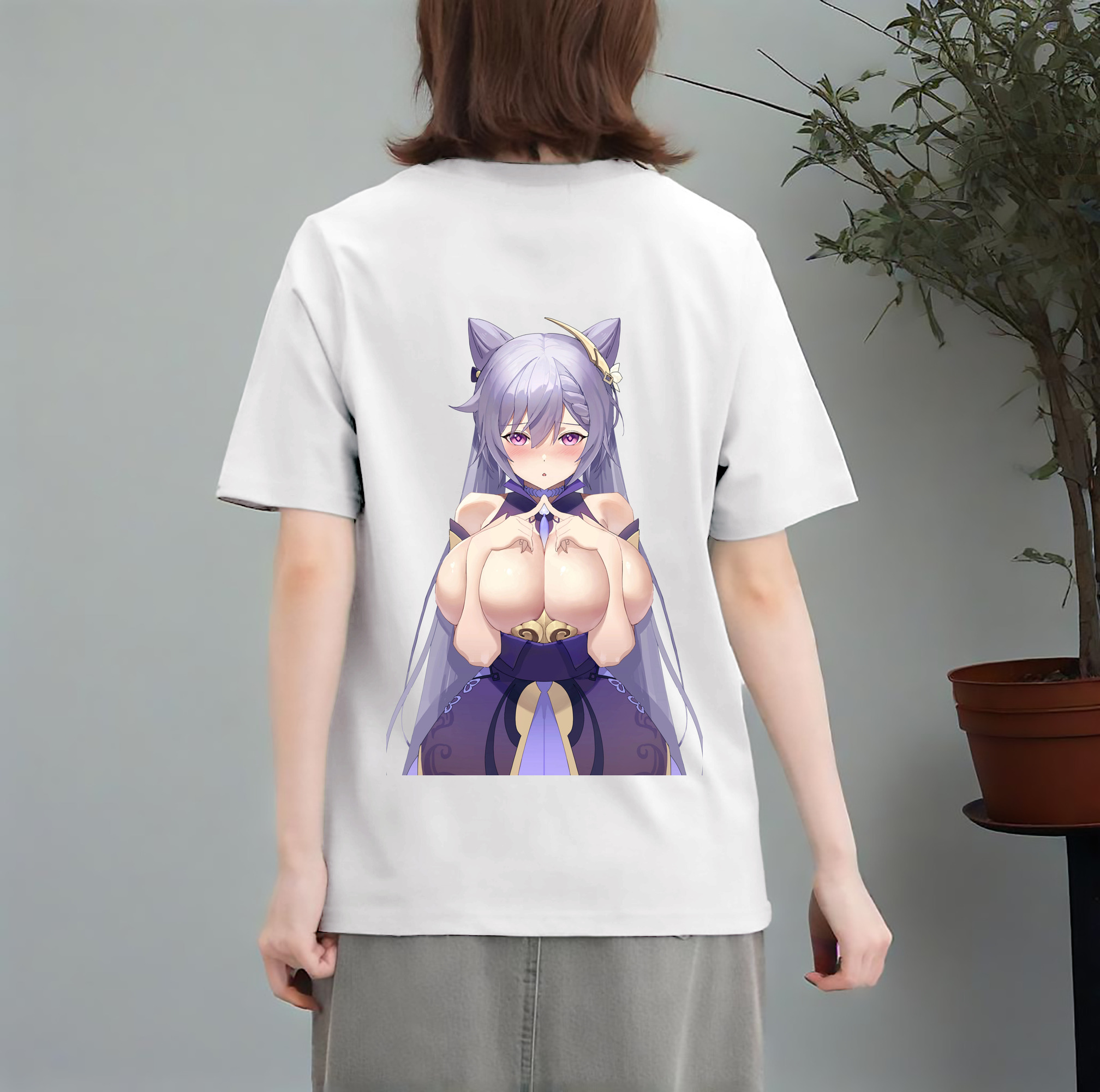 げんし神 刻晴 こくせい genshin Kokusei レディース半袖Tシャツ(バックプリント)